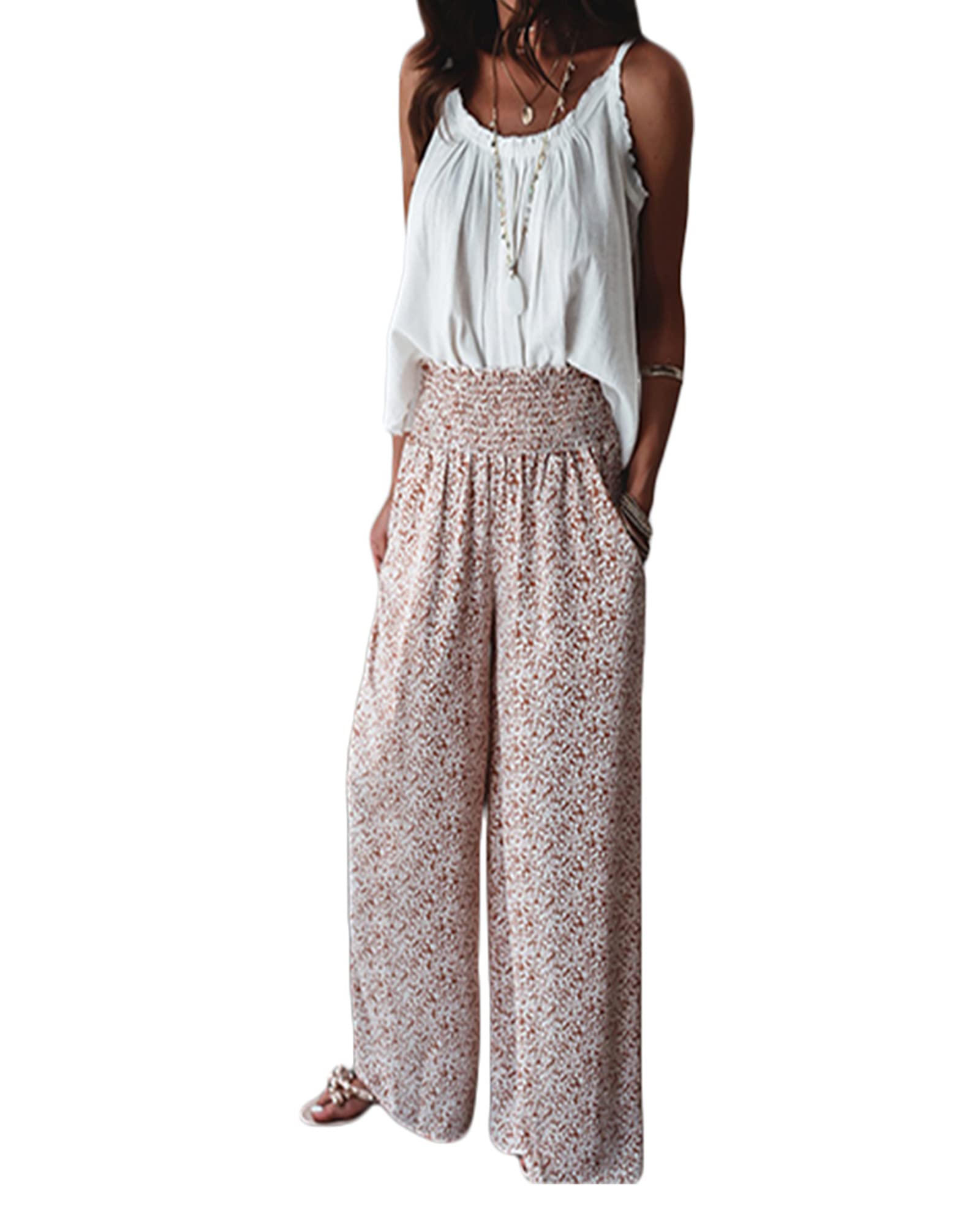 Drnokyasn Women's Printed Wide Leg Yoga Pants - High Waist Loose Boho Harem Pants for Casual Wear, Stretchy & Comfortable Long Pants | Perfect for Yoga, Lounge, Travel & Everyday Fashion