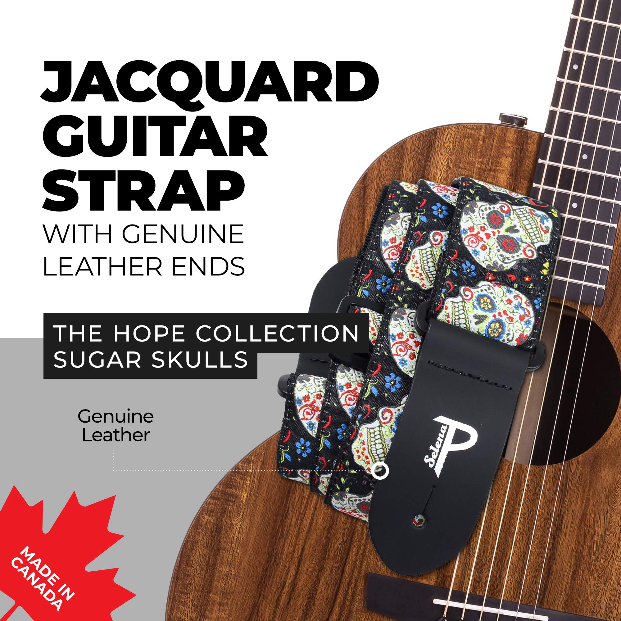 Perri’s Leathers Ltd. Adjustable Jacquard Guitar Strap for Acoustic Bass Electric Guitars - Handmade in Canada - Perfect for Live Performances, Studio Sessions & Music Practice