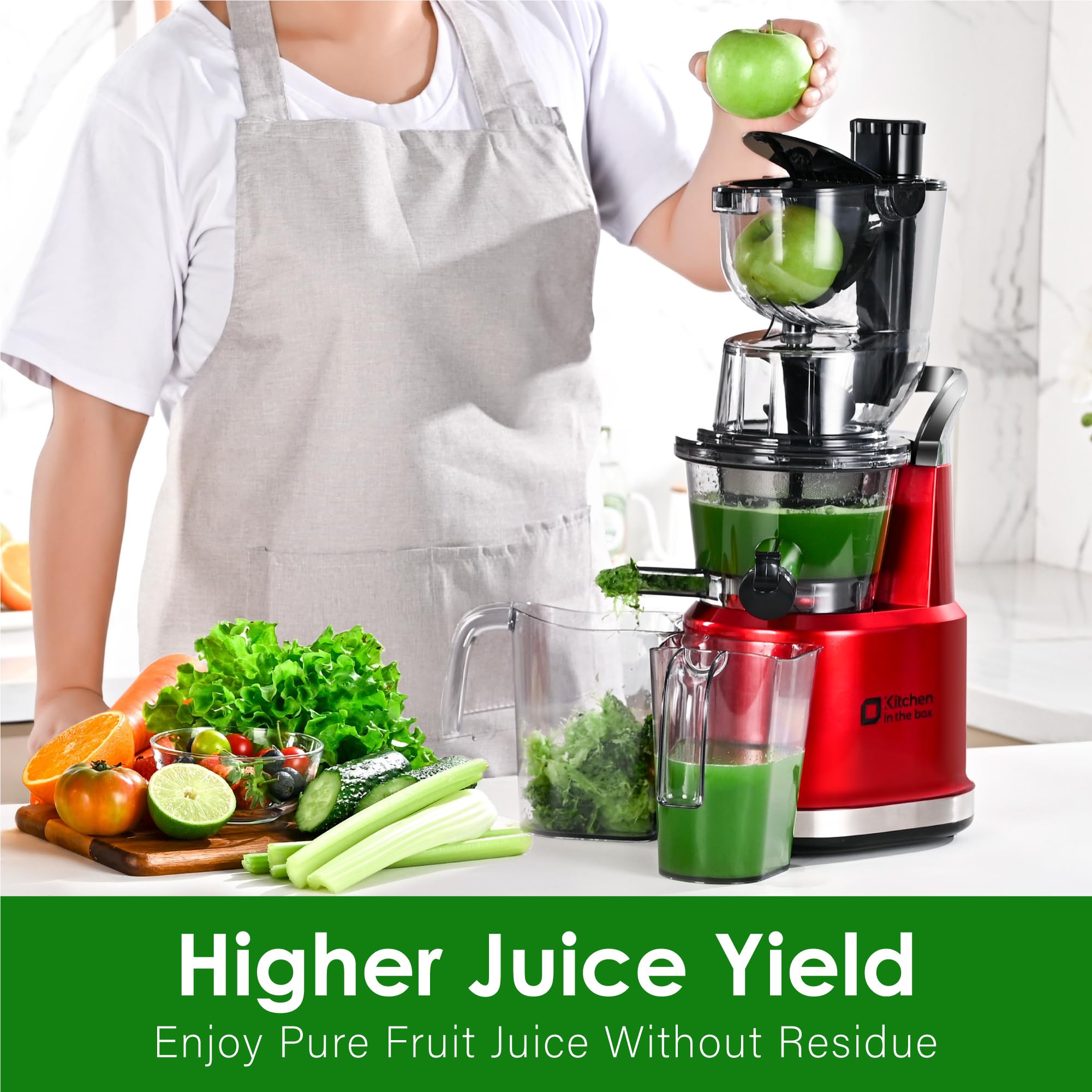 Premium Cold Press Juicer Machine - Slow Masticating Juicer with 3.26