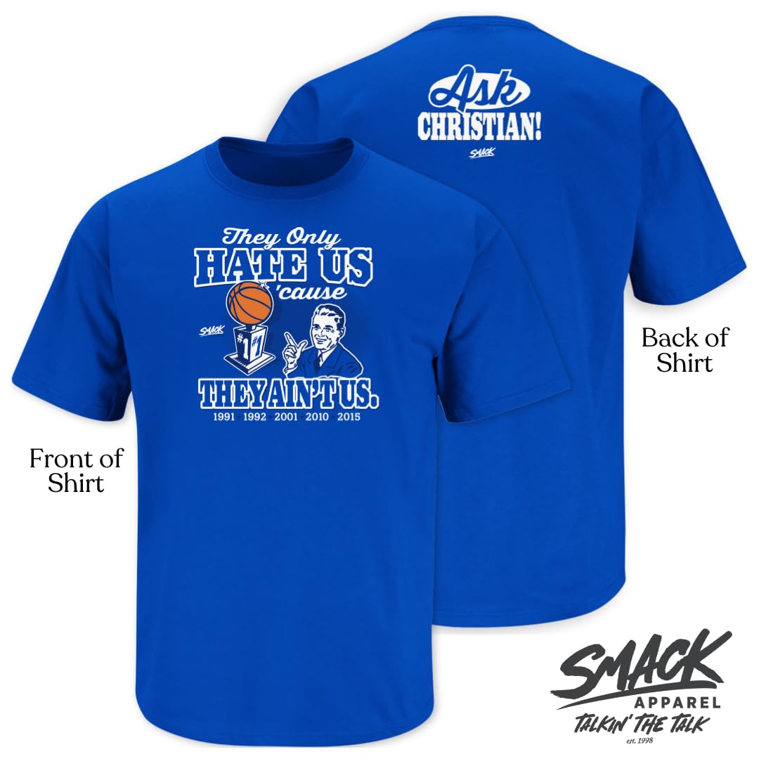 Duke Basketball Fans Blue T-Shirt - 'They Hate Us Cause They Ain't Us' Slogan - Sizes SM to 5XL - Perfect for Game Day, Fan Events & Casual Wear