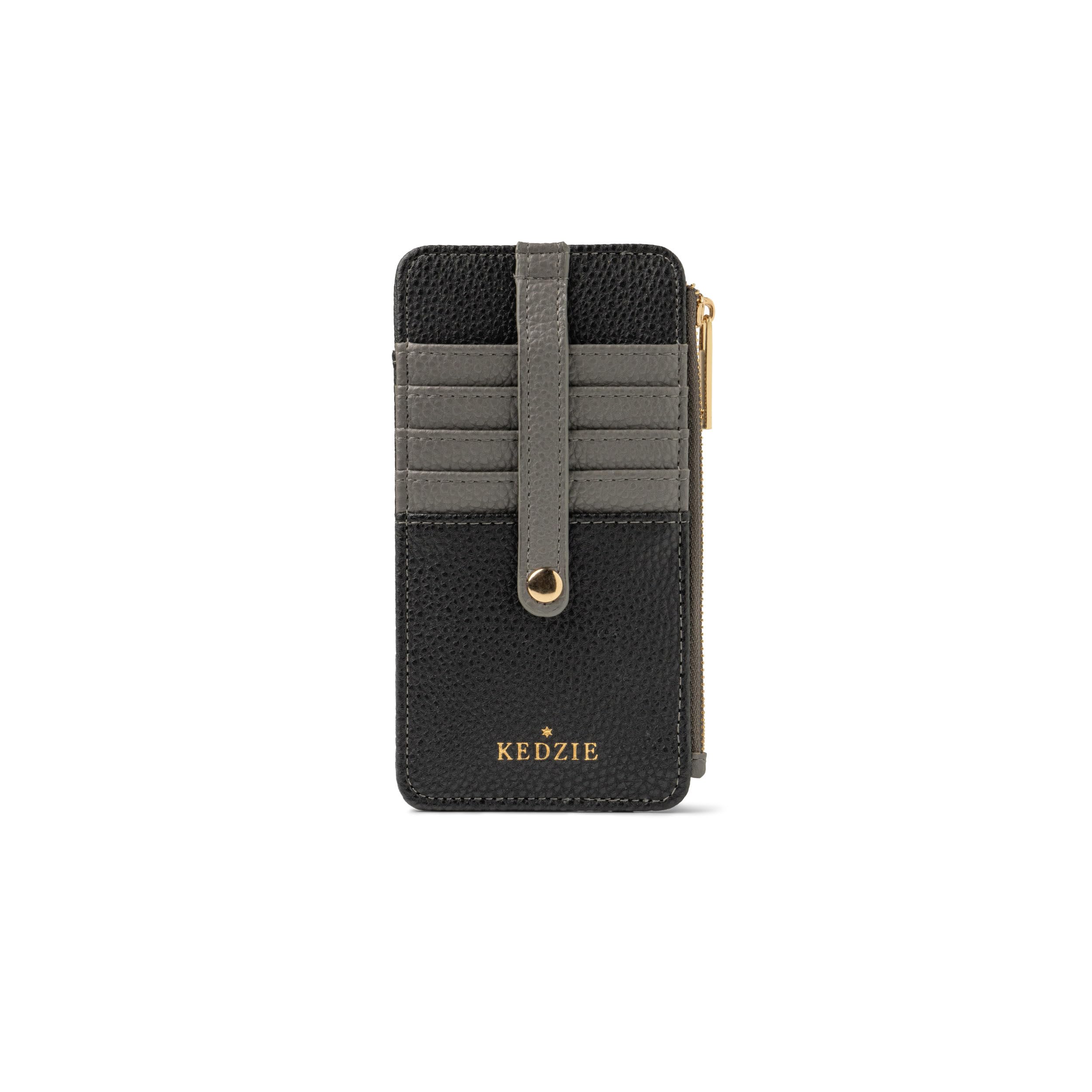 KEDZIE Vegan Leather Women's Zippered Wallet with ID Window - Slim Card Holder for Credit Cards & Cash | Perfect for Everyday Use, Travel & Minimalist Lifestyle (Black V2)