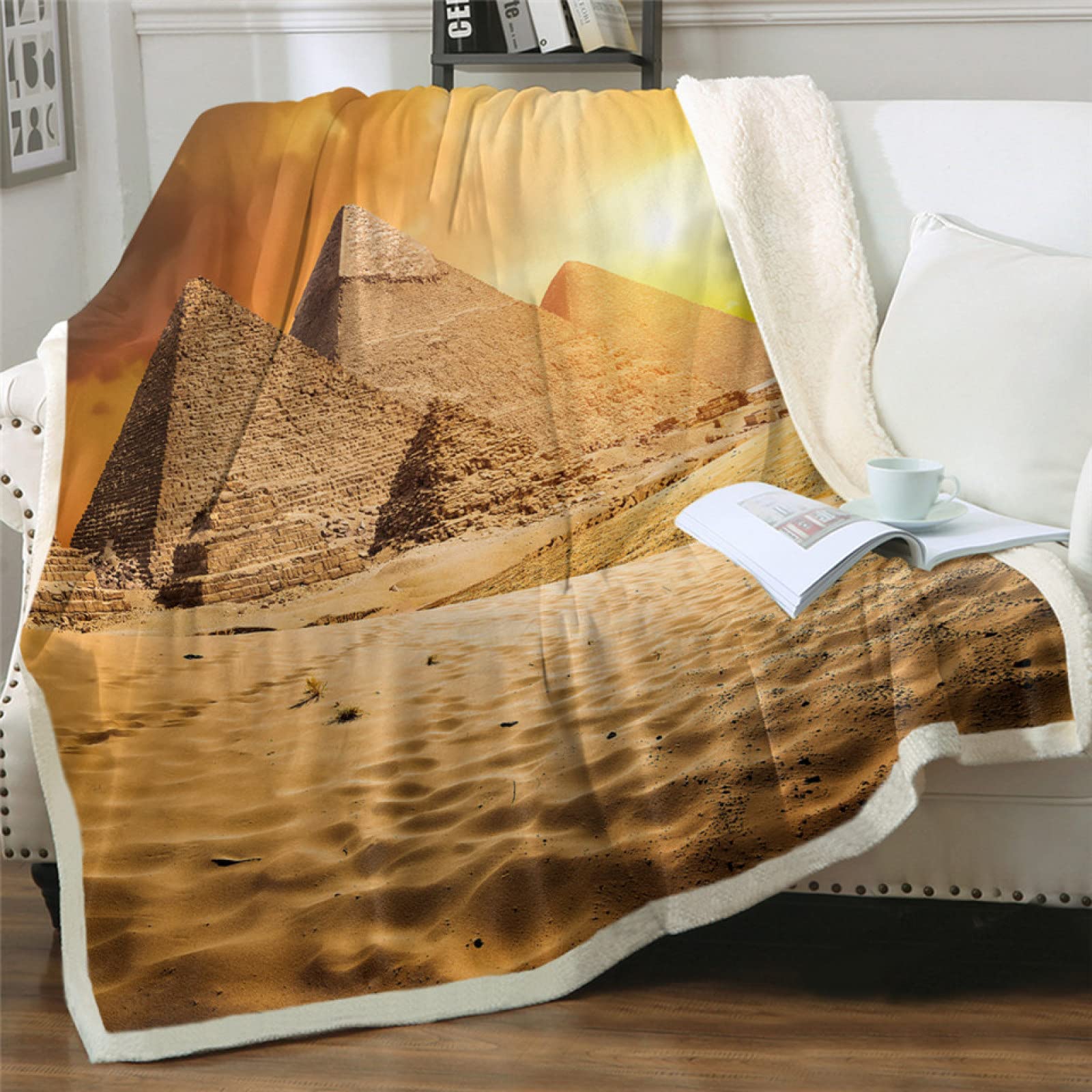 3D Print Brown Pyramid Blanket - Ultra Soft & Breathable Flannel Throw Blanket 40x50 Inch - Washable Small Blanket for Couch, Bed, Sofa & Chair - Cozy All-Season Blanket for Bedroom, Living Room & Travel
