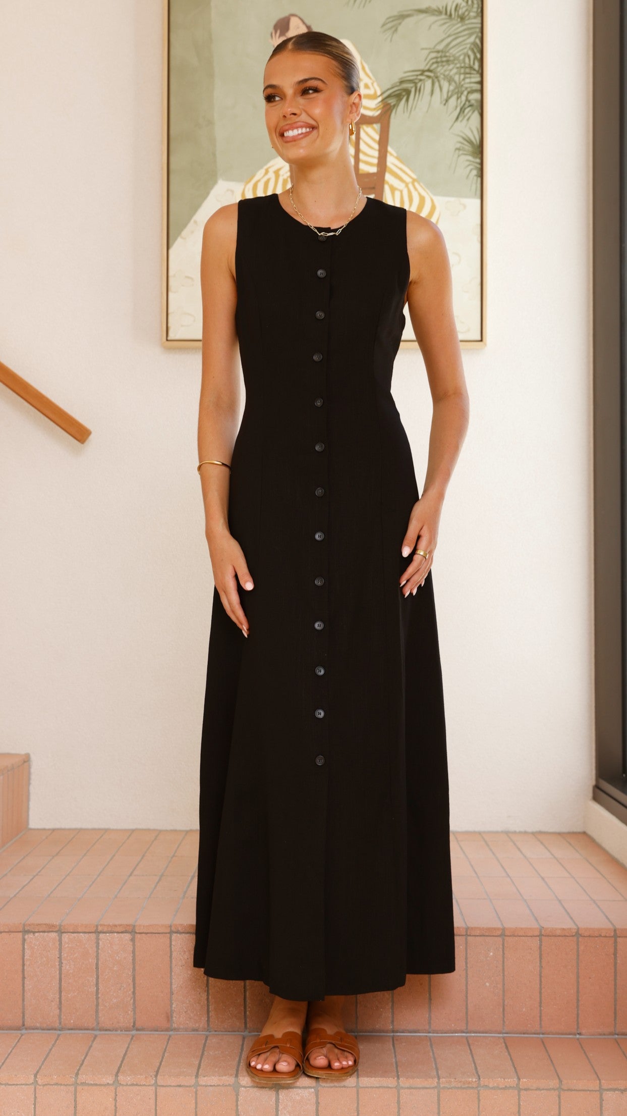 Lina Maxi Dress for Women - Elegant Black Long Flowy Dress for Summer, Beach, Party & Evening Wear