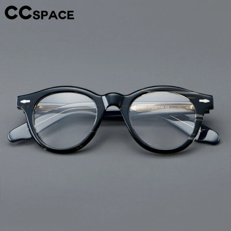 CCspace Women's Full Rim Round Thick Acetate Eyeglasses Frame - Fashionable Retro Cat Eye Glasses for Women, Lightweight & Durable, Perfect for Reading, Working, and Daily Wear