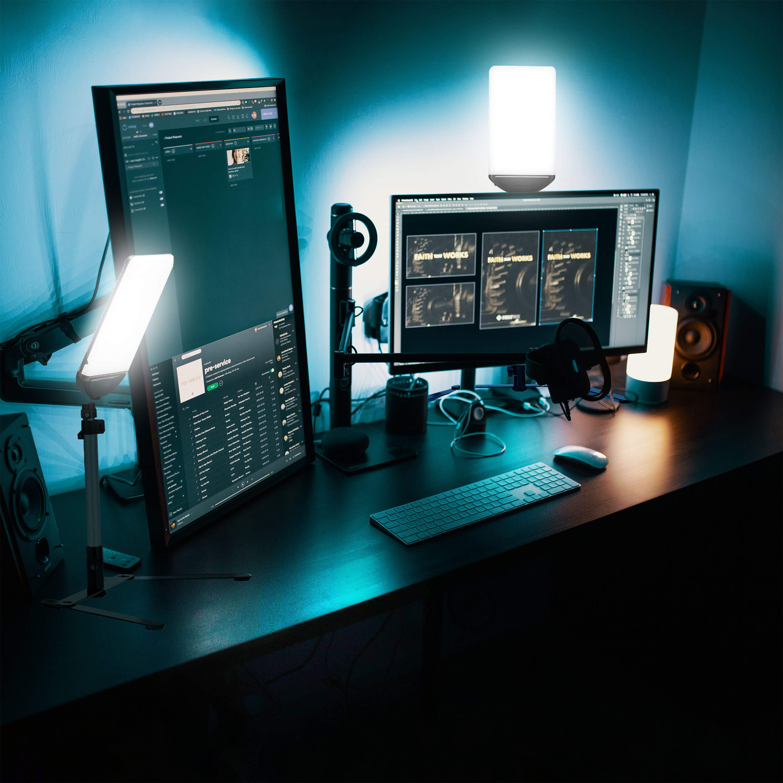22W Daylight LED Table Top Panel with Stand - Adjustable Brightness for Office, Studio, and Home Workspace Lighting