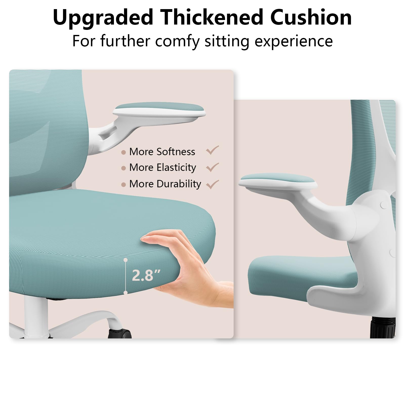 Ergonomic Office Chair with Lumbar Support - Adjustable Height, Breathable Mesh & Flip-Up Arms - Comfortable Swivel Task Chair for Home Office, Gaming & Workspace