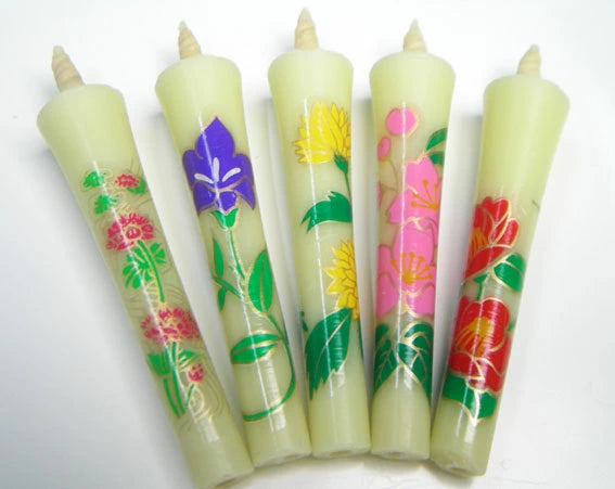 Takazawa 10-Piece Four Seasons Flower Picture Candle Set - Scented Decorative Candles for Home Decor, Wedding Centerpieces & Romantic Ambiance