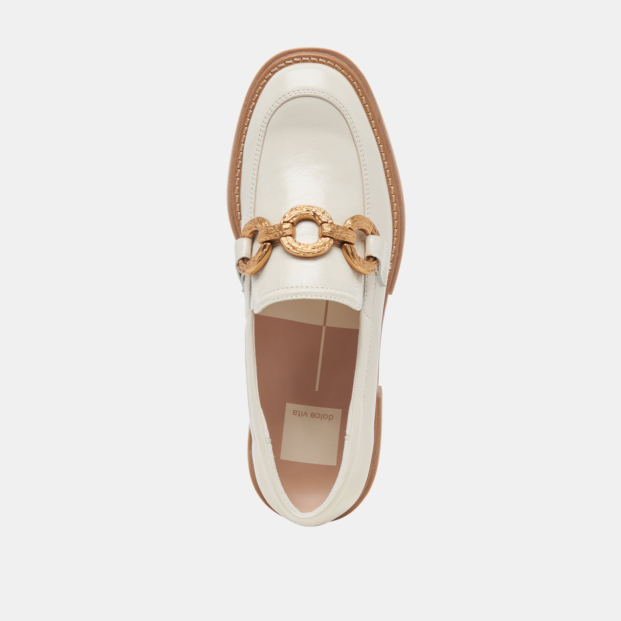 SHEENA Women's Loafers in Ivory Crinkle Patent Leather - Comfortable Slip-On Shoes for Work, Office & Casual Outfits