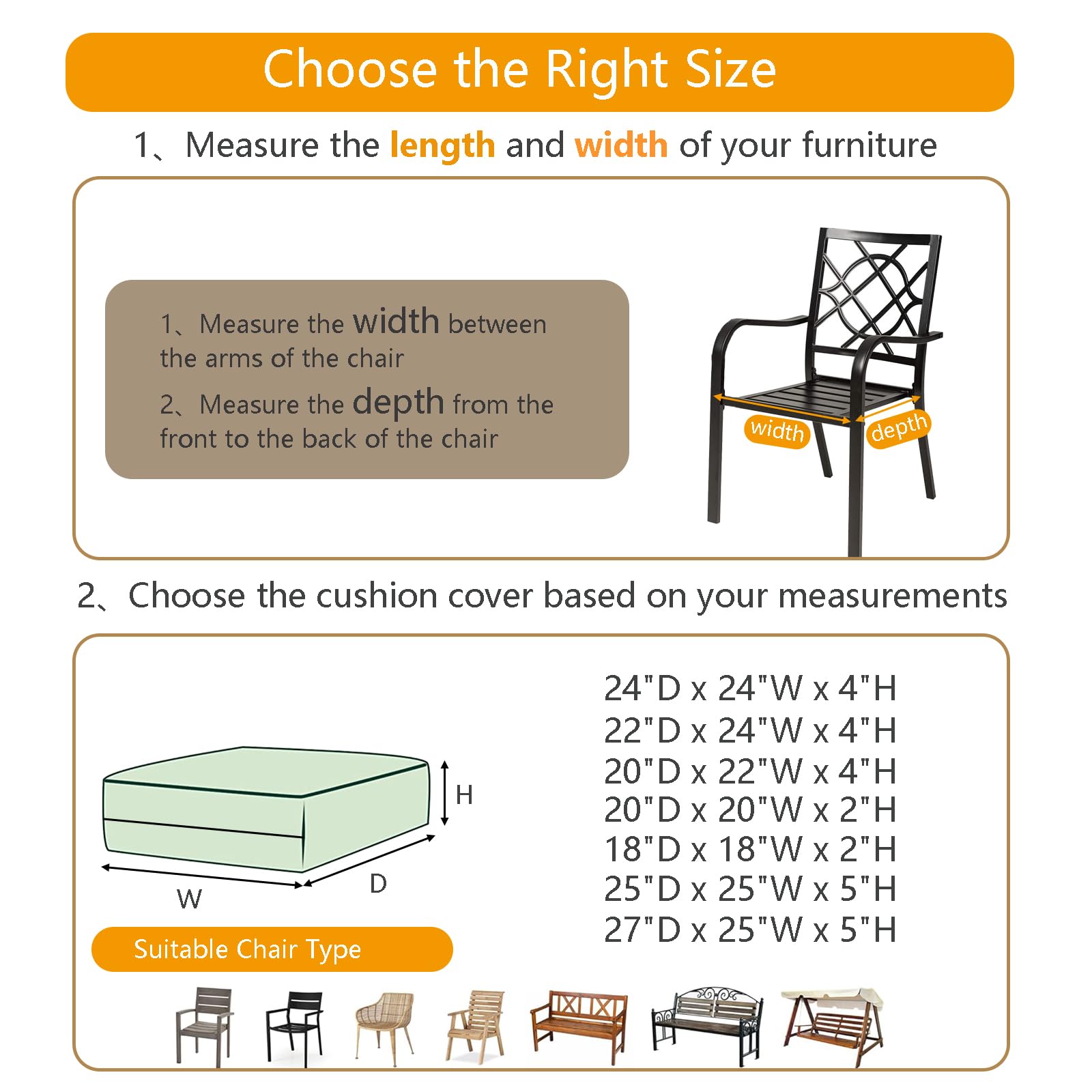 **Oslimea 18x18x2 Inch Waterproof Outdoor Patio Cushion Covers - 2 Pack Washable Replacement Slipcovers for Sofa, Chair, or Couch - Indoor & Outdoor Furniture Protector (Black) - Perfect for Backyard, Deck, Poolside, and Patio Furniture**