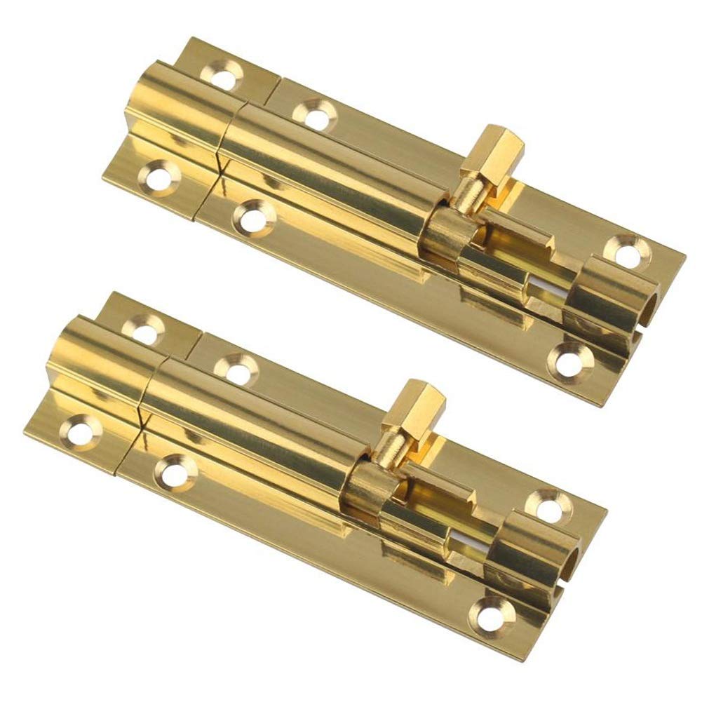 MUMA 2 Pack Brass Barrel Bolt Door Latch Lock - 1.5 Inch Anti-Theft Security Slide Latch with Screws for Home, Yard, Garden, Shed, Gate & Cabinet Security (Copper Finish)