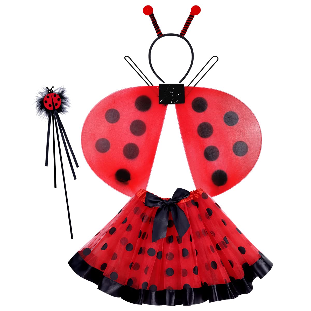 WILDPARTY Fairy Costume Set for Girls Age 3-8 - Butterfly Wings, Tutu Skirt, Hair Clips, Magic Wand, Headband & Veil | Perfect for Halloween, Dress-Up Parties & Fairy Themed Events