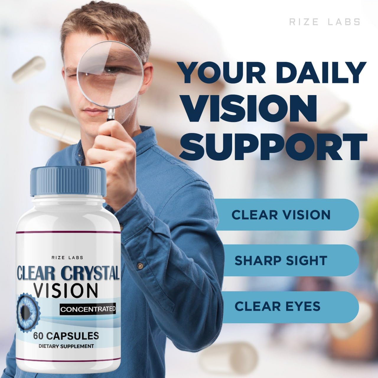 (5 Pack) Clear Crystal Vision Supplement - 300 Capsules for Healthy Eyes & Blurry Vision Relief | Supports Eye Function & Clarity | Perfect for Computer Users, Gamers & Seniors