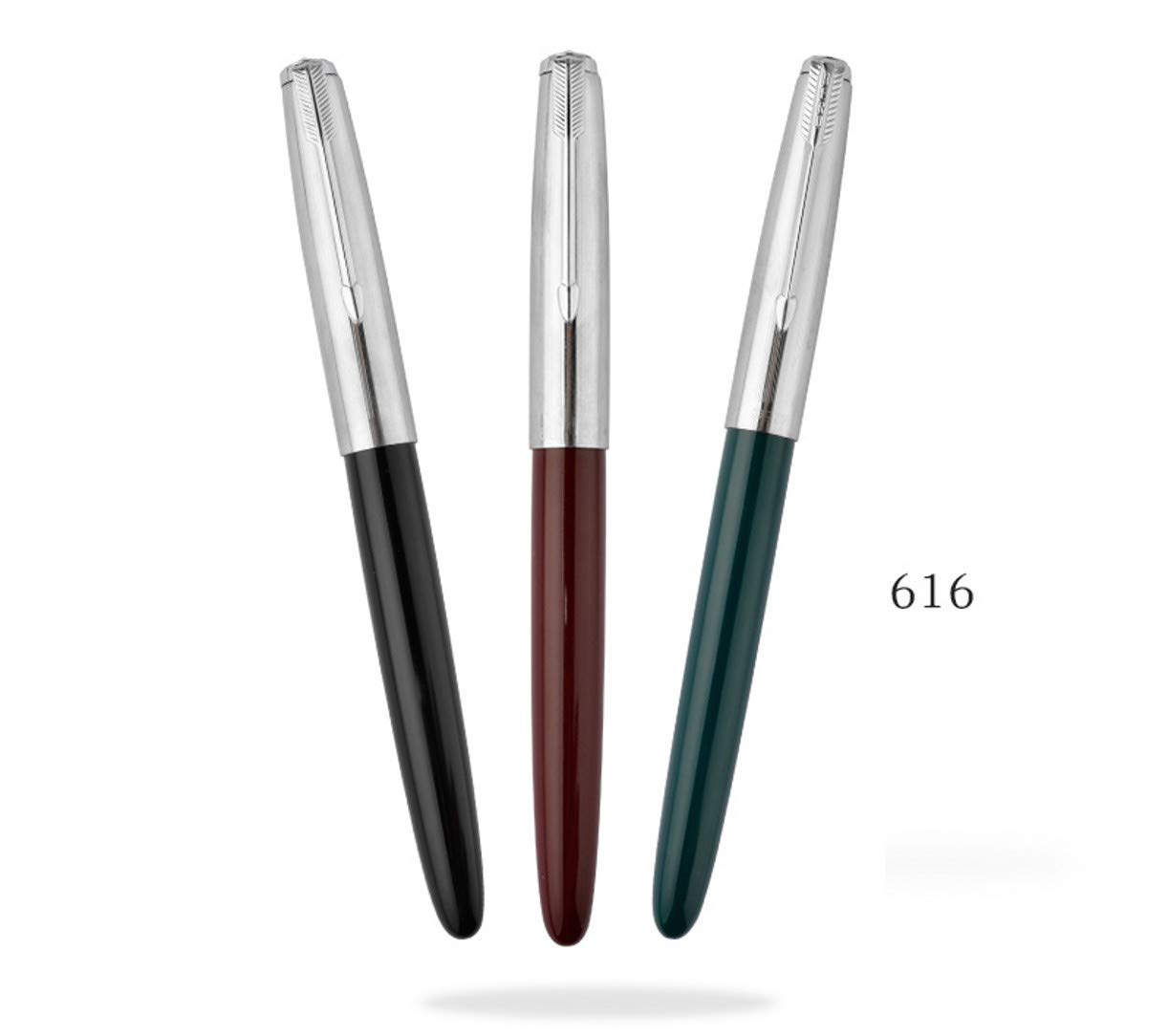 Zhongjiuyuan 9-Piece Set (3 Random Colors) 616 Carbon Fiber Fountain Pen - Premium Handwriting Pen for Office, Business & Stationery - Perfect for Writing, Journaling & Gift Giving