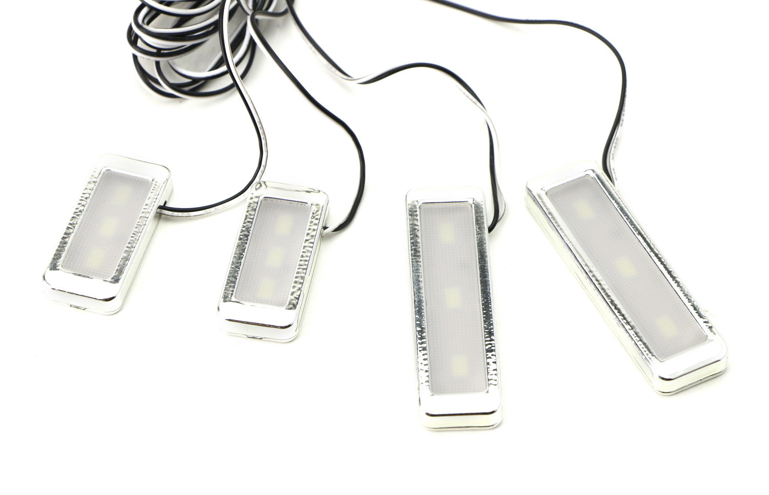 4-Piece Universal Fit White LED Interior Ambient Lighting Kit for Car Dashboard - Enhance Your Vehicle's Interior with Customizable Lighting for Night Driving and Mood Setting