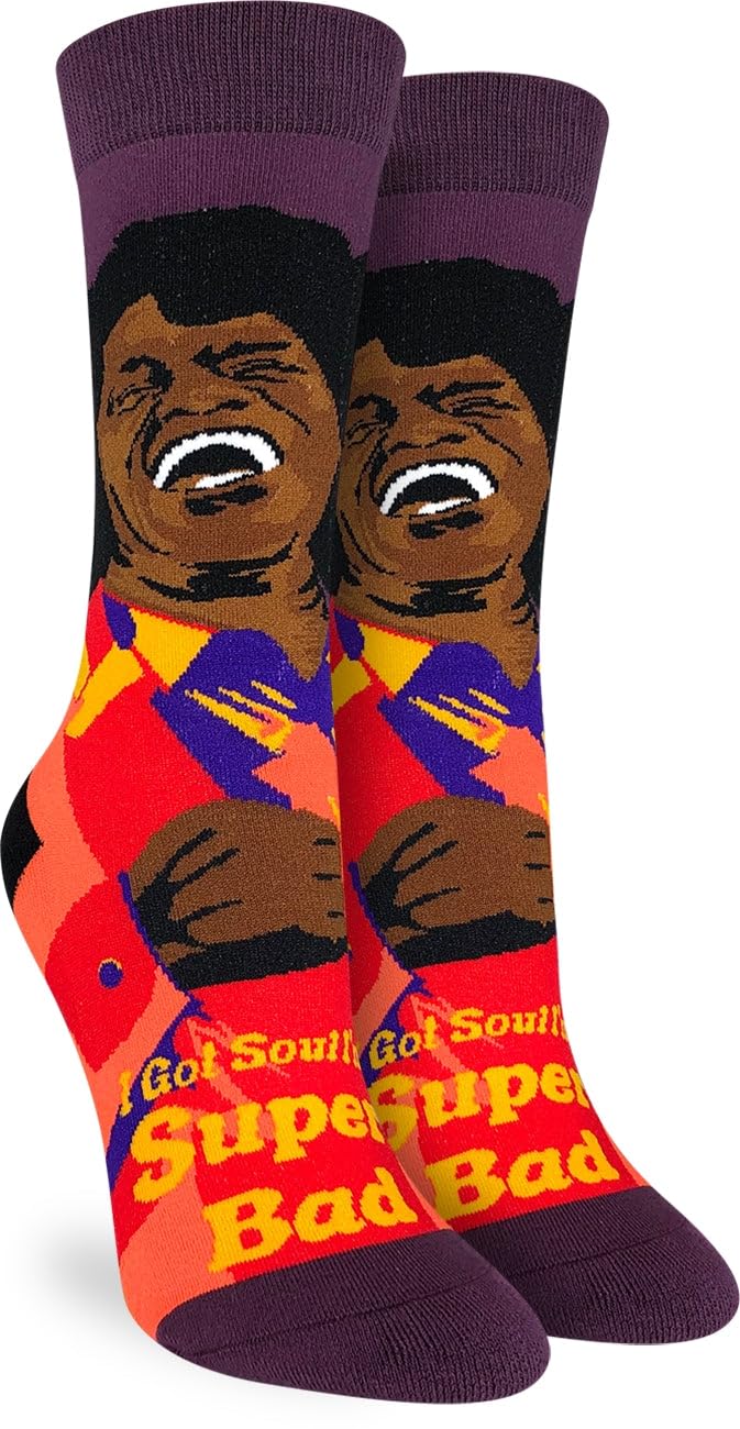 Good Luck Sock Women's James Brown Novelty Crew Socks - Funky Music Inspired Fashion Socks for Women - Perfect Gift for Music Lovers, Dance Enthusiasts & Sock Collectors