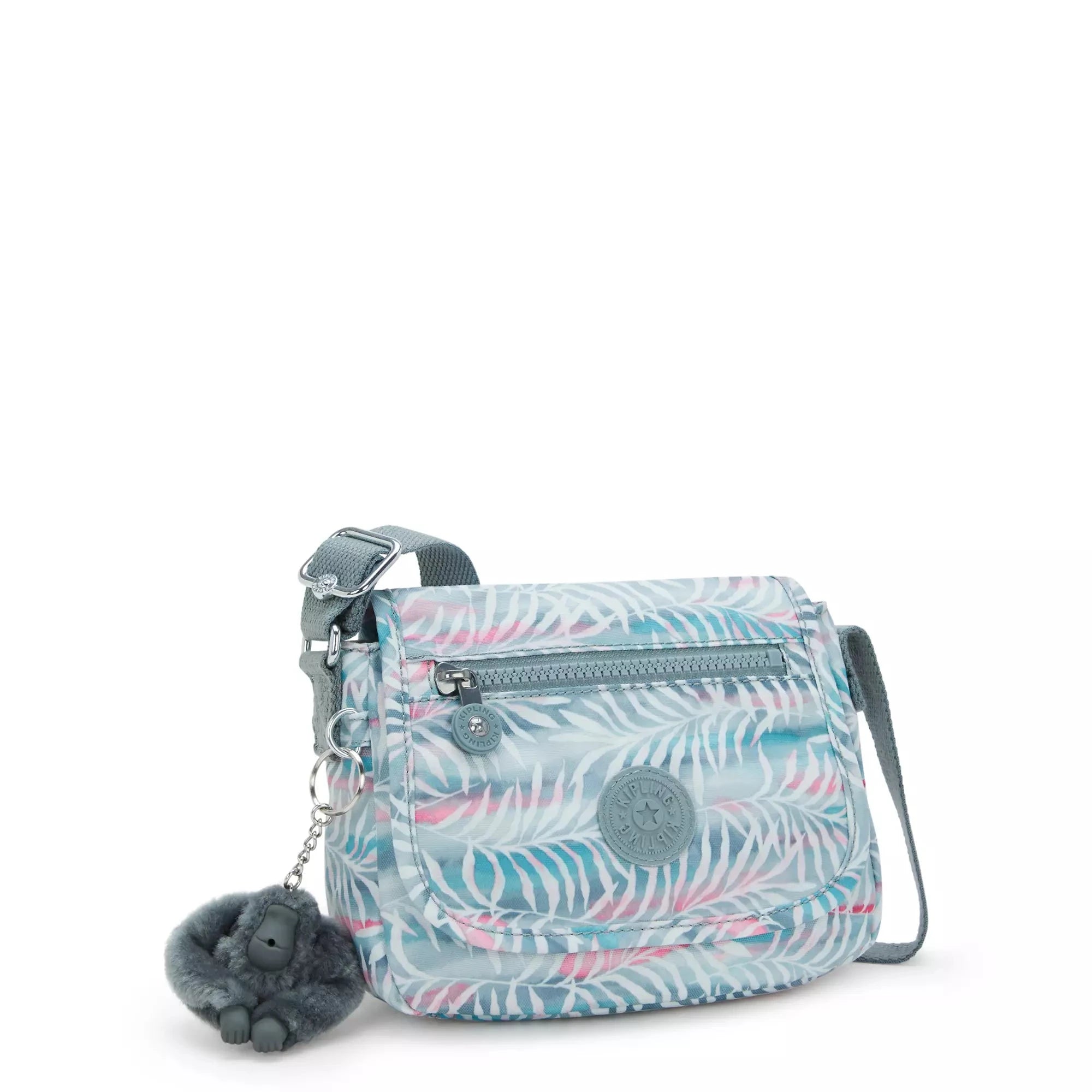 Kipling Sabian Printed Crossbody Mini Bag - Lightweight Vegan Leather Palm Tree Leaves Design - Perfect for Travel, Shopping & Everyday Use