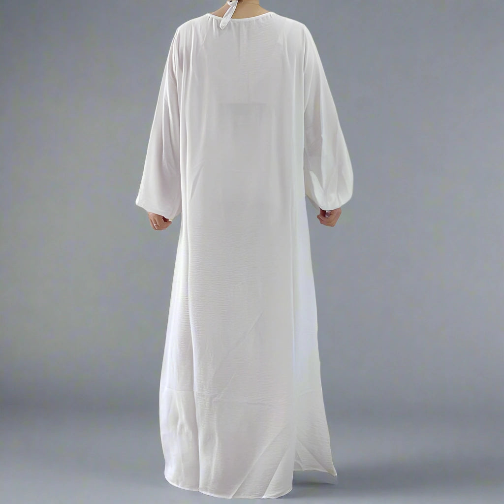 Elegant Wrinkle-Free Satin Inner Abaya Dress for Muslim Women - Perfect for Prayer, Modest Fashion, and Special Occasions