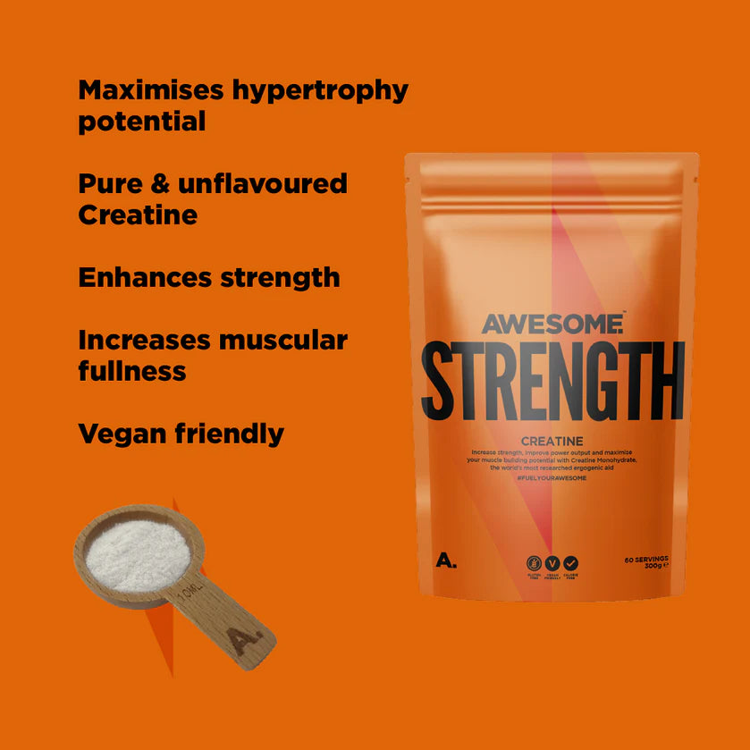 Awesome Supplements Strength 300g | Premium Creatine Powder for Muscle Growth, Gym & Sports Performance - Ideal for Pre/Post Workout & Athletic Training