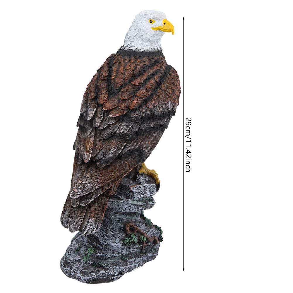 Resin Bald Eagle Garden Statue - Hand-Carved Outdoor Sculpture for Lawn, Patio & Living Room Decor | Durable Weatherproof Eagle Figurine for American Flag Displays, Patriotic Yard Art & Home Decoration