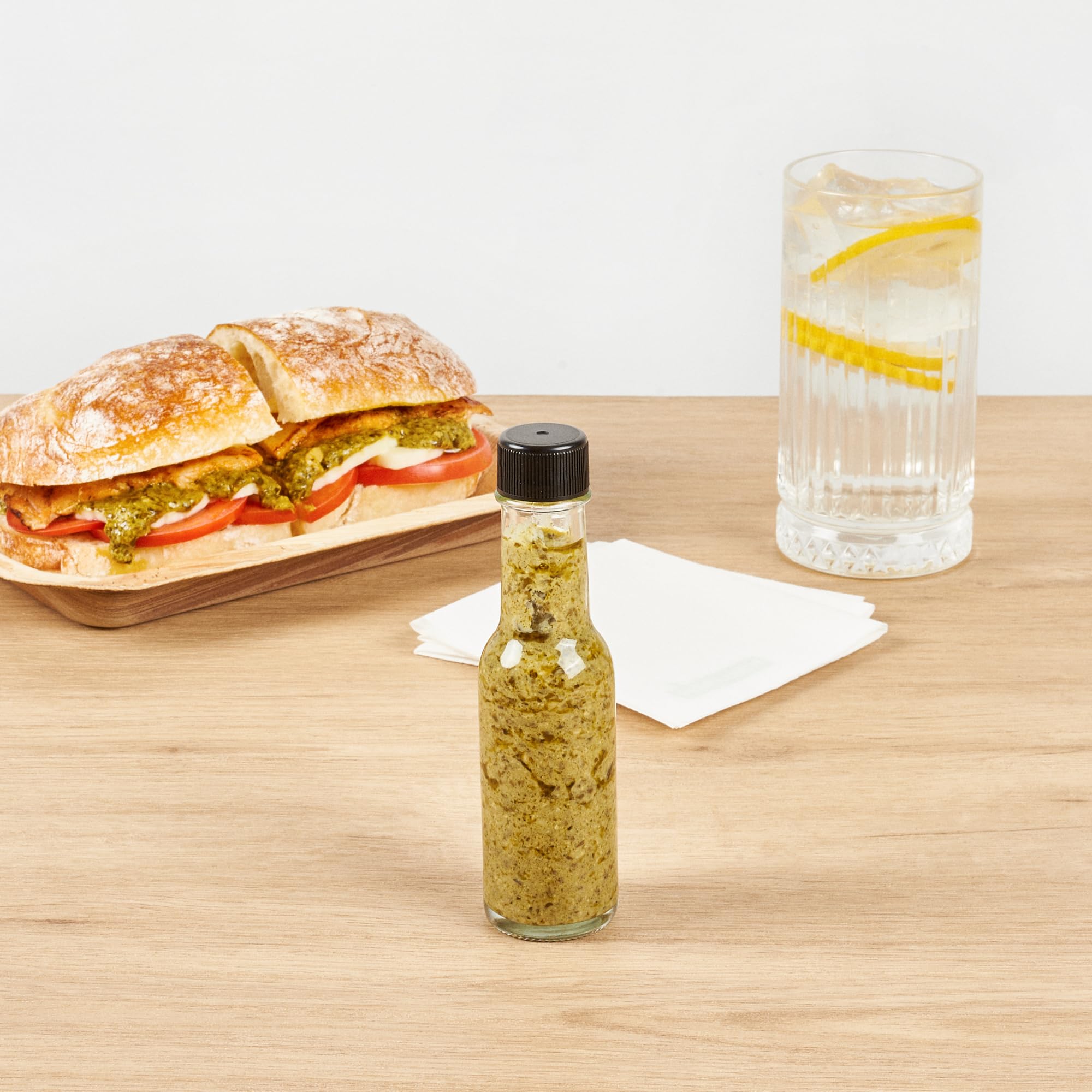 **Vetri 3 oz Clear Glass Woozy Bottles (10-Pack) with Black Caps – Dishwasher Safe & Durable Empty Sauce Bottles for Hot Sauce, BBQ, Salad Dressing, Oil, Tinctures – Perfect for Restaurants, Catering & Home Kitchens**