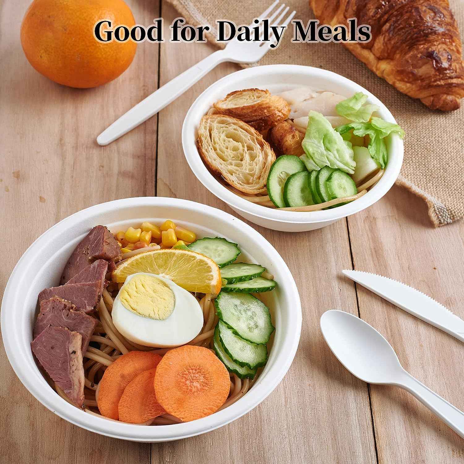 Eco-Friendly 180ml Disposable Paper Bowls - 50 Pack Biodegradable Round White Serving Bowls for Snacks, Dinner, Parties, Weddings & Birthdays | Perfect for Catering, Picnics & Outdoor Events