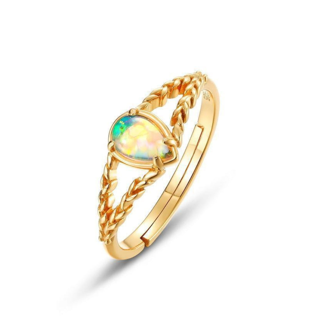 Opal Split Braid Ring - October Birthstone Jewelry for Women, Sterling Silver Stackable Band, Unique Handmade Gift for Her | Perfect for Birthdays, Anniversaries & Everyday Elegance