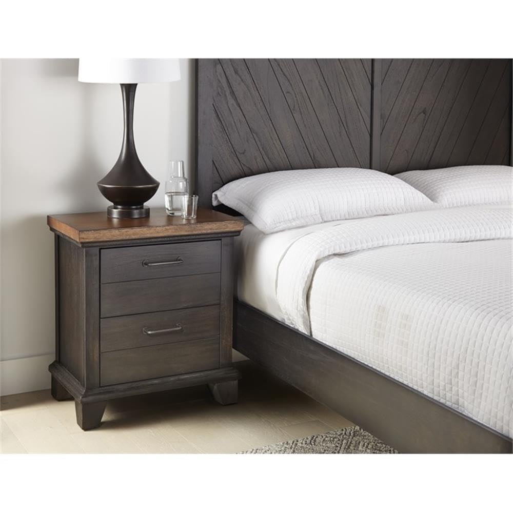 Steve Silver Bear Creek Chocolate & Honey Brown Wood Two-Drawer Nightstand - Bedside Table for Bedroom, Living Room, or Office Storage