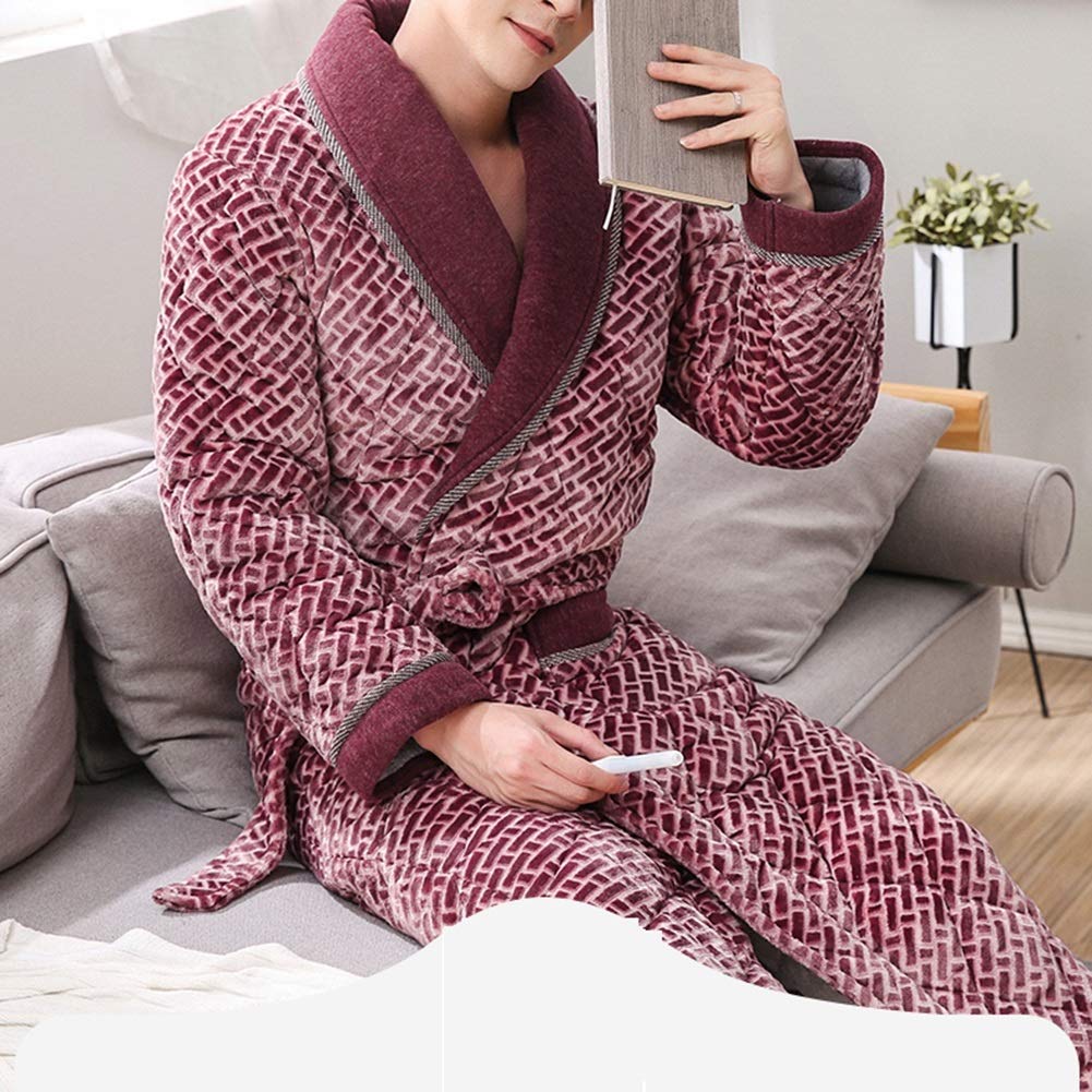 Premium Men's Fleece Bath Robe - Soft Plush Long Shower Robe, Warm Sleepwear & Loungewear, X-Large Blue Housecoat for Spa, Relaxation & Home Comfort