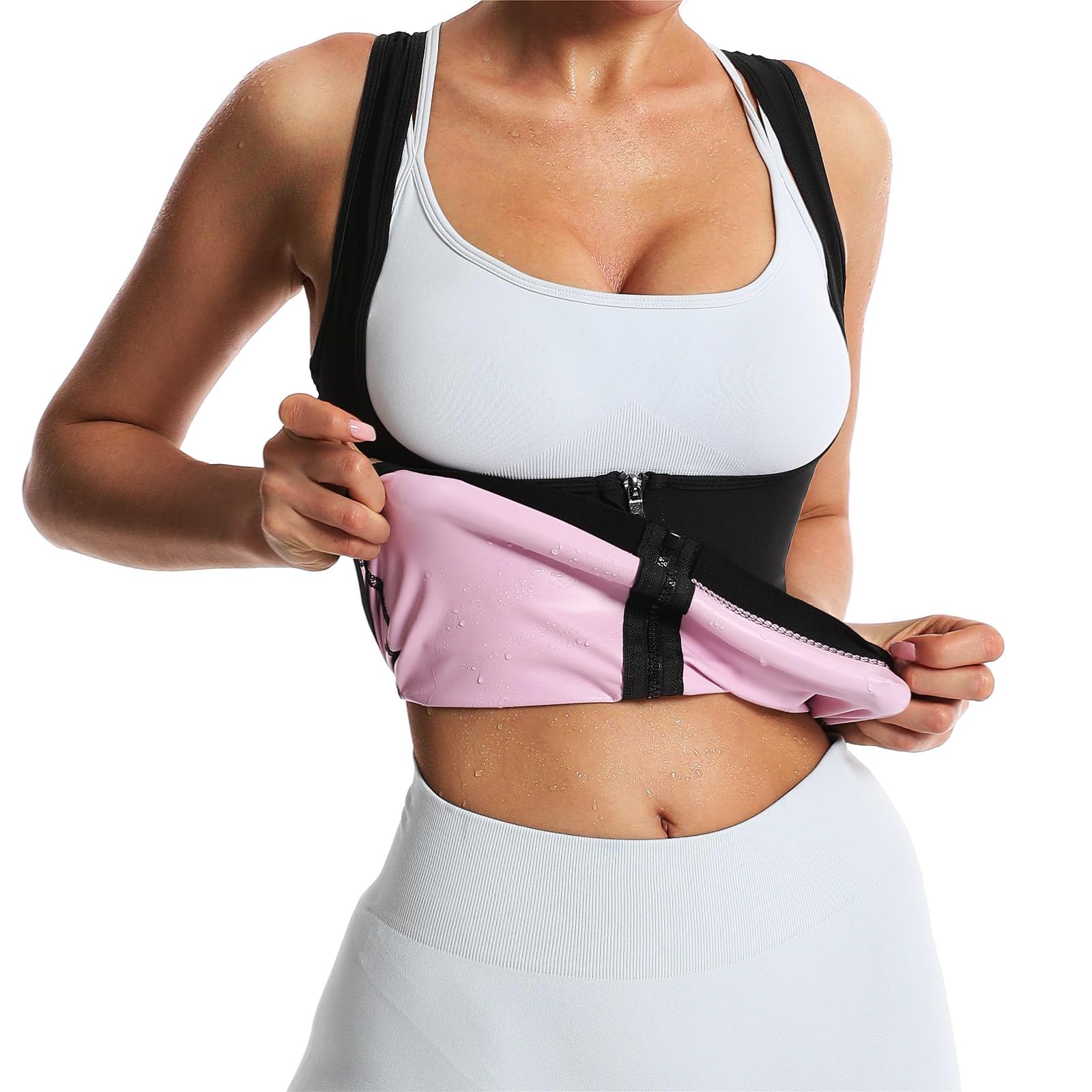 Women's Sauna Suit Sweat Vest for Weight Loss & Waist Training - Fitness Body Shaper with Zipper - Perfect for Workouts, Running & Home Exercise