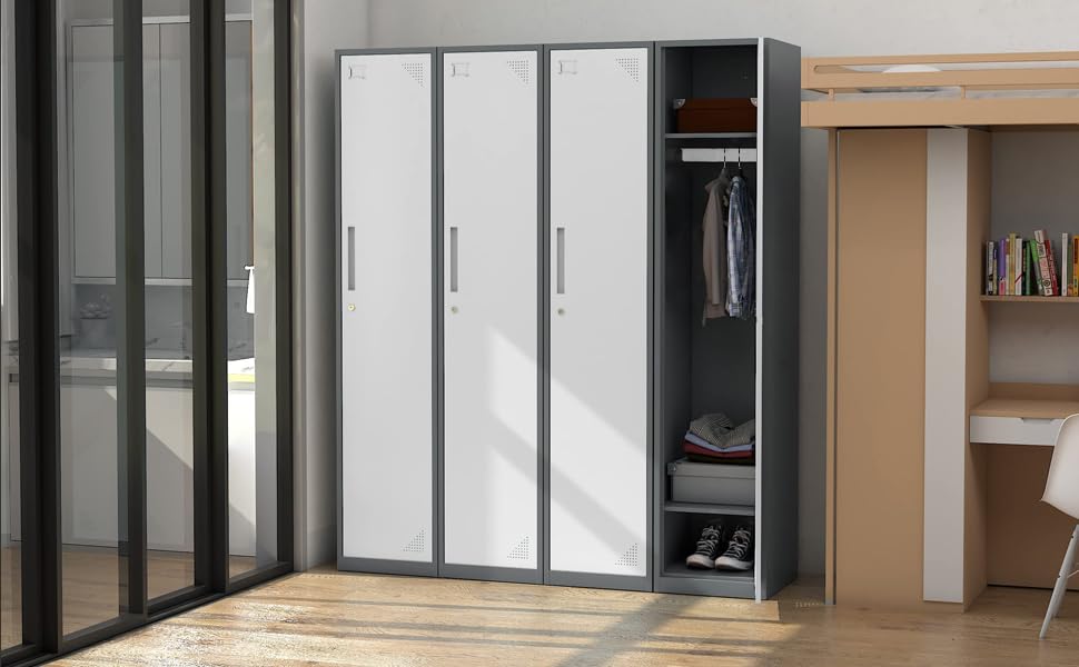 STANI Heavy Duty Metal Locker with Lock - Secure Employee Storage Cabinet for Home, Gym, School & Office - Tall Steel Locker for Clothes, Shoes & Equipment Storage | Perfect for Workplace, Sports Facilities & Educational Institutions