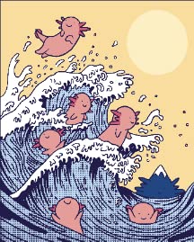 Axolotl Wave Funny Art