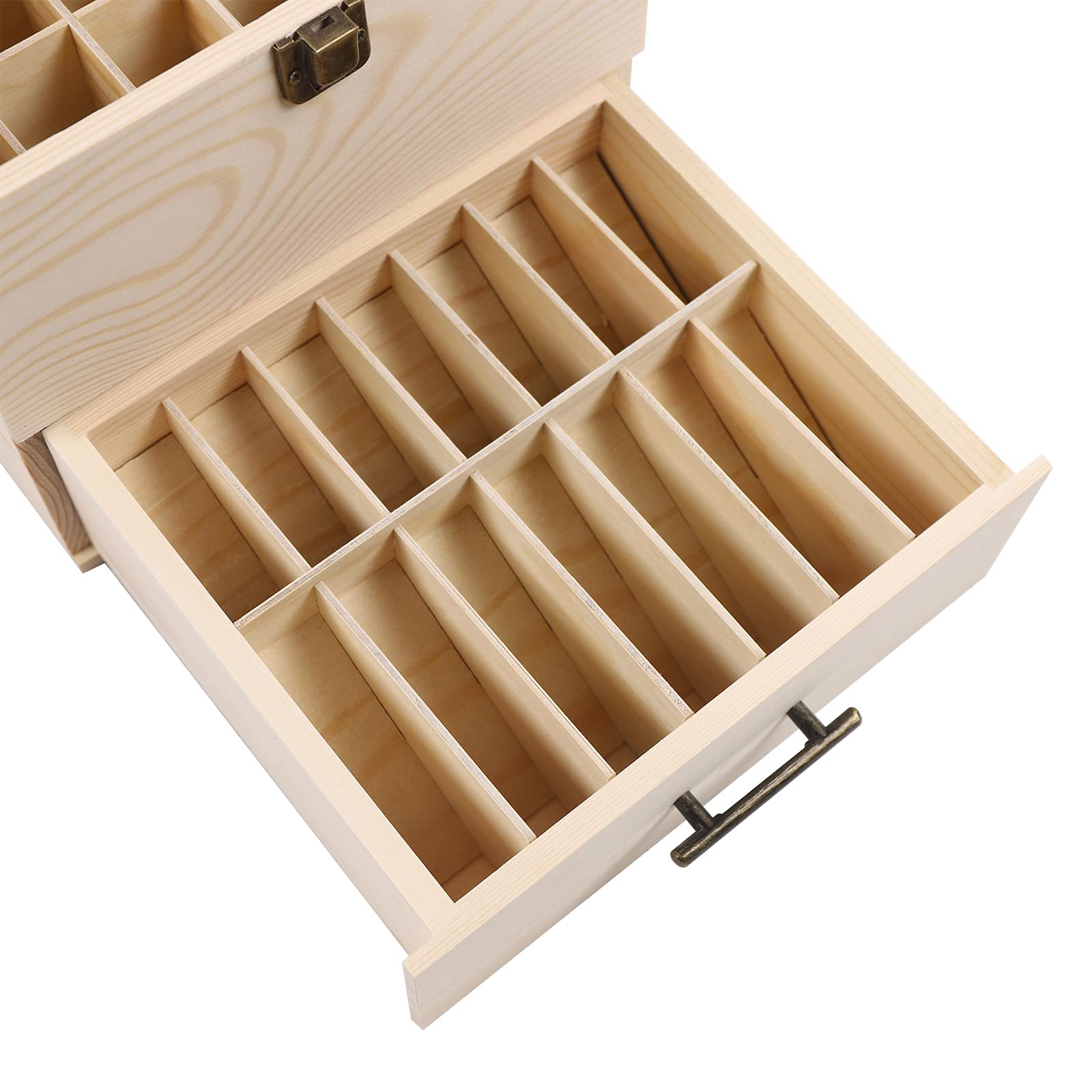 Premium 3-Layer Wooden Essential Oil Storage Box Organizer - 59 Slots with Drawer Handle, Durable & Stylish Aromatherapy Case for Home, Spa, or Travel Use