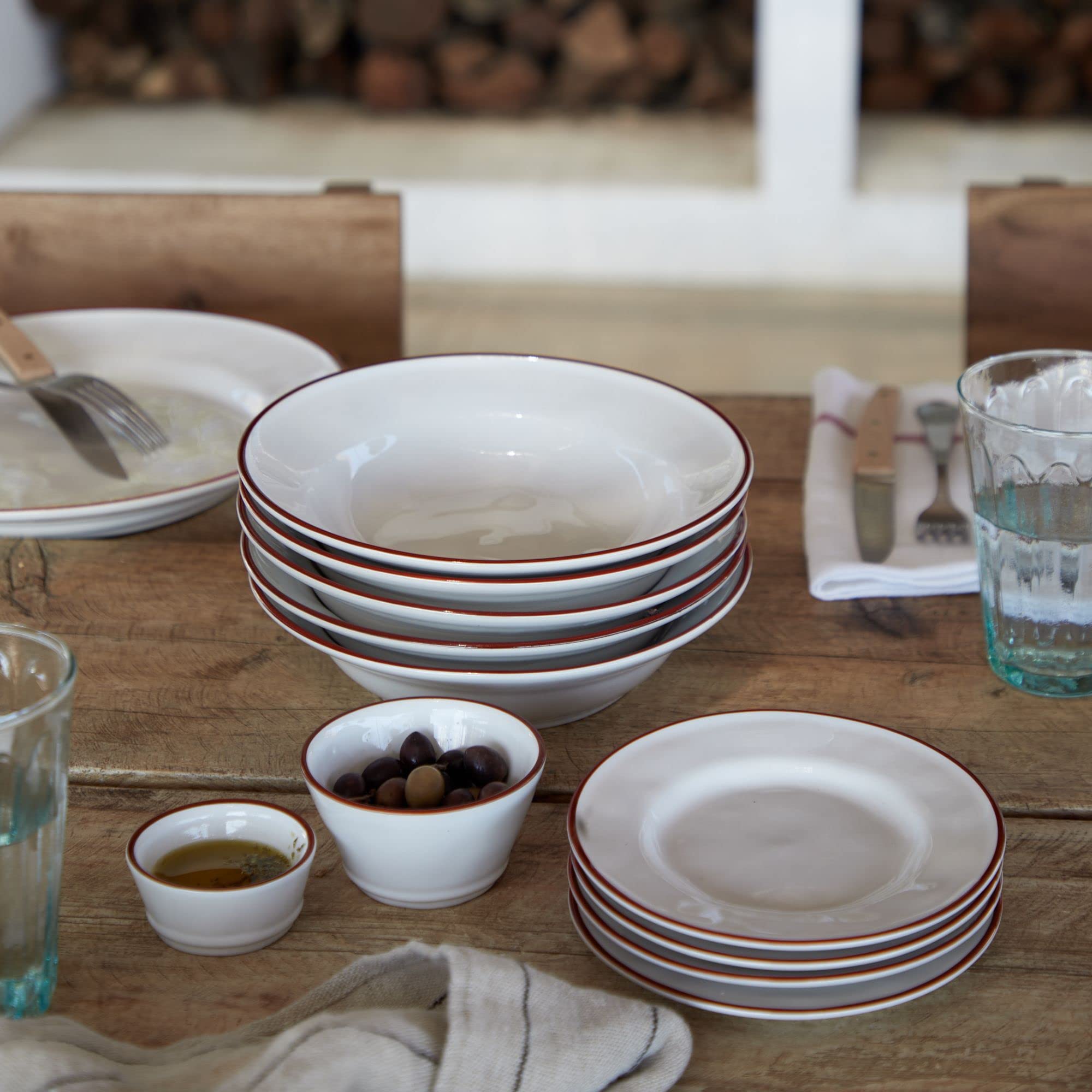 Costa Nova 6'' Ceramic Bread Plate - Beja Collection in White & Blue | Microwave & Dishwasher Safe Stoneware | Food Safe Glazed Dinnerware | Restaurant Quality Tableware for Home, Cafe & Fine Dining