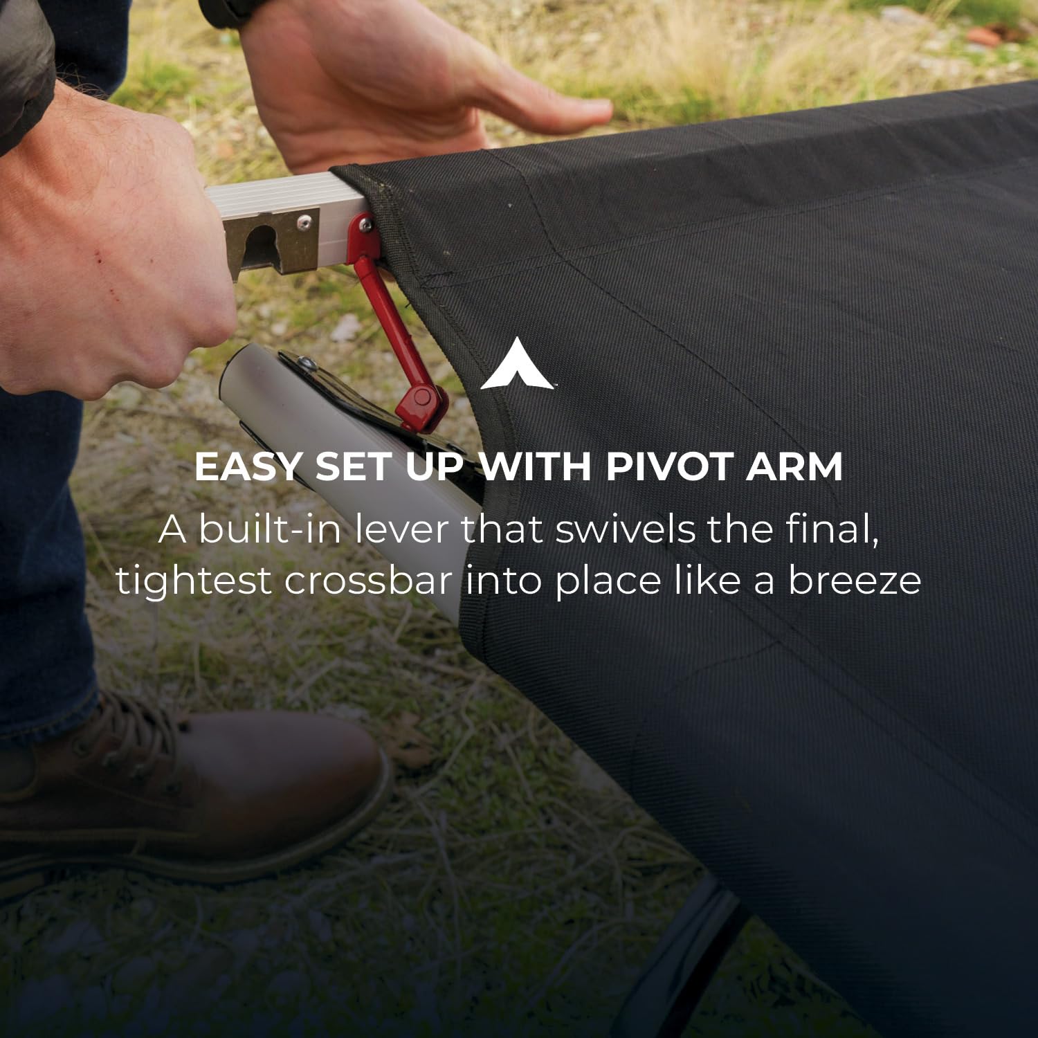 Teton Camping Cot with Patented Pivot Arm - Heavy Duty Folding Cot for Adults, Portable Outdoor Sleeping Bed with Durable Canvas - Perfect for Camping, Hiking, Backpacking & Emergency Preparedness