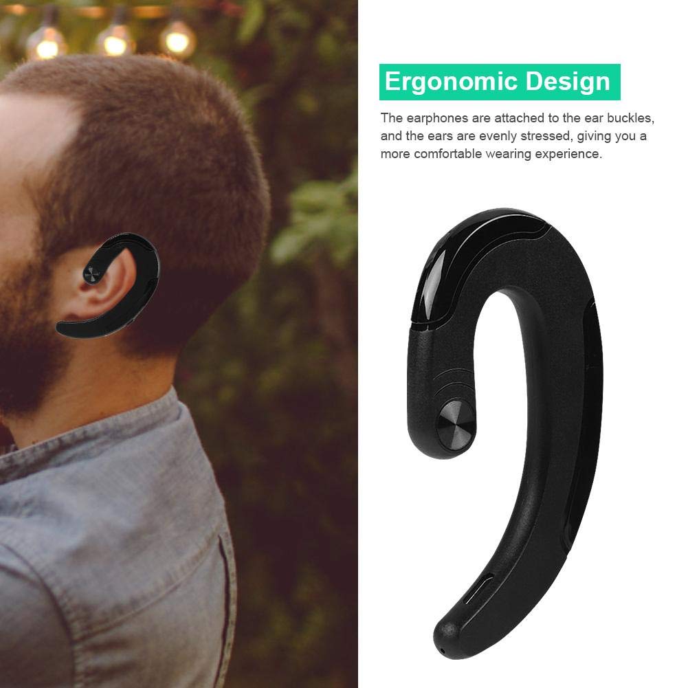 Wireless Bluetooth Headphones with Microphone - Noise Cancelling Stereo Ear Hook Headset, HD Sound Quality (Black) - Perfect for Workouts, Running, Commuting & Hands-Free Calls