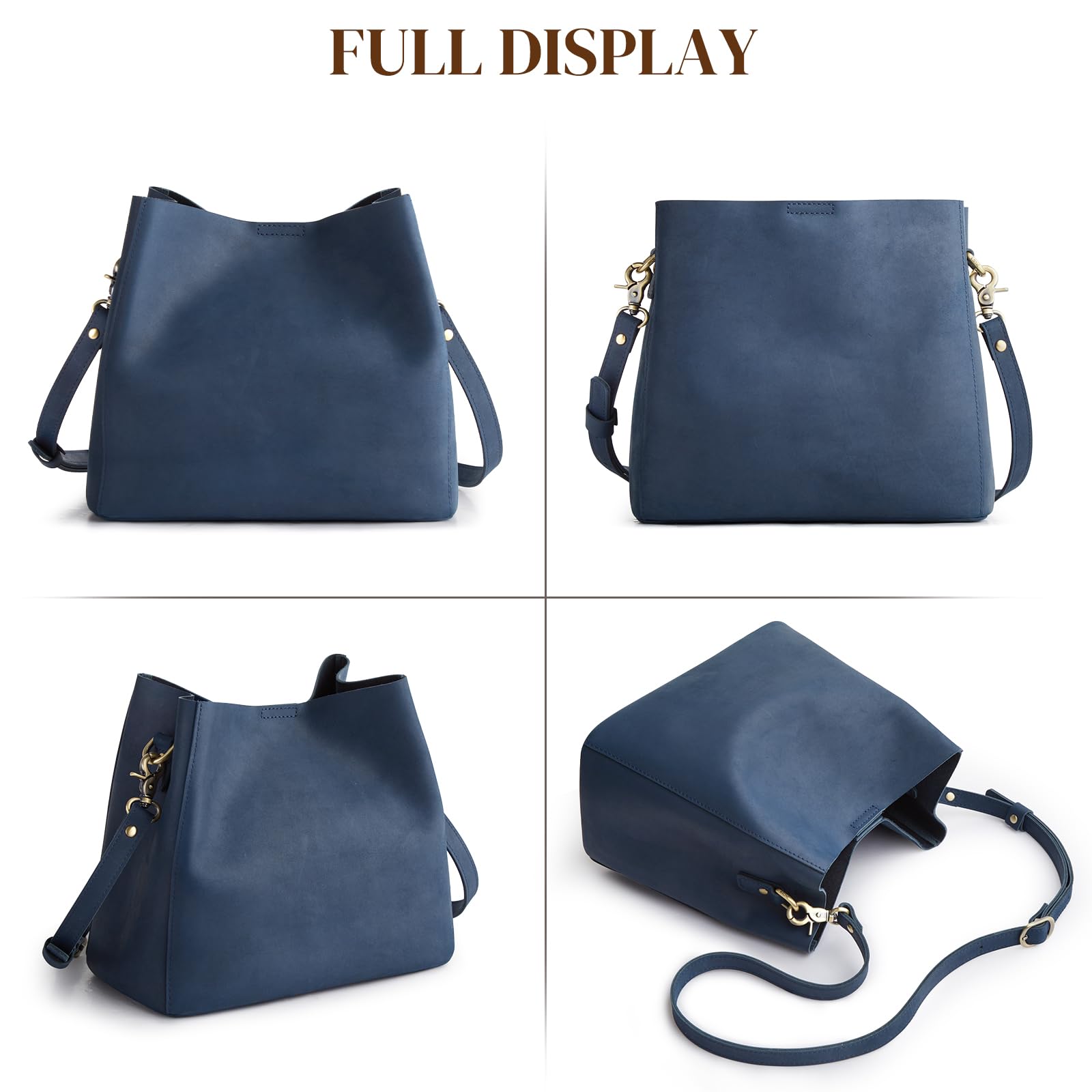 S-ZONE Genuine Full Grain Leather Crossbody Bags for Women - Stylish Shoulder Purse with Butterfly Bucket Design | Perfect for Daily Use, Travel & Fashion Accessories