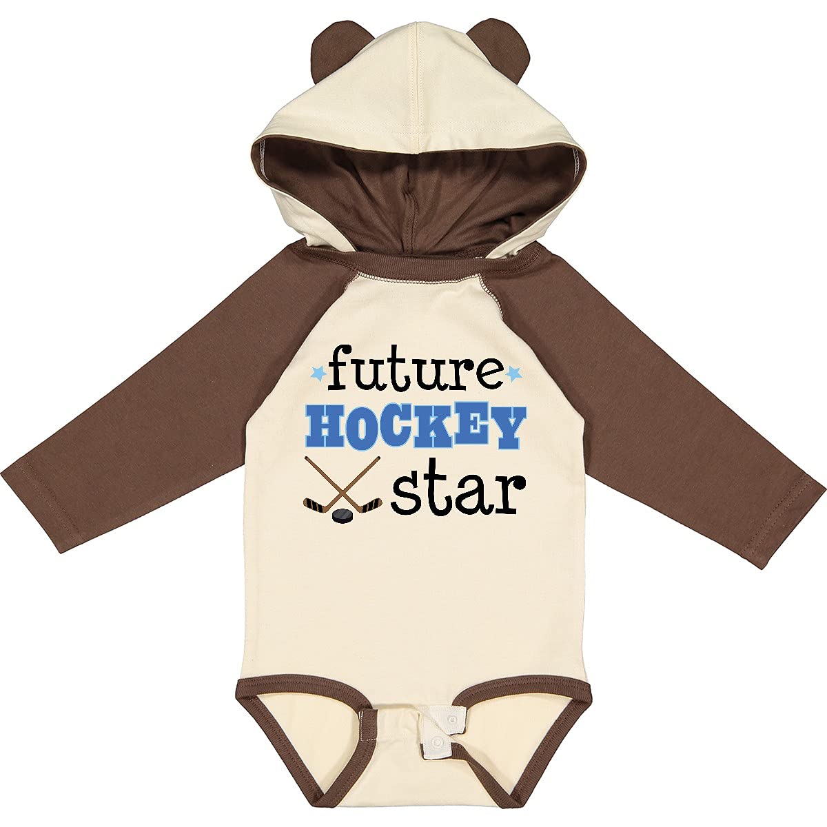 Inktastic Future Hockey Star Baby Long Sleeve Bodysuit - Soft Cotton Creeper for Boys & Girls - Perfect for Hockey Games, Team Spirit & Sports Fan Gifts