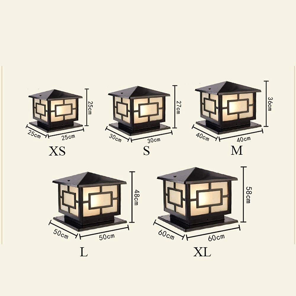 European Style Outdoor Post Light - Waterproof Villa Column Head Lamp, Wall Mounted Landscape Lighting with E27 Socket & IP65 Rating, Aluminum Stained Glass Pole Light for Door, Lawn, Garden Decor - Perfect for Patio, Pathway, and Driveway Illumination