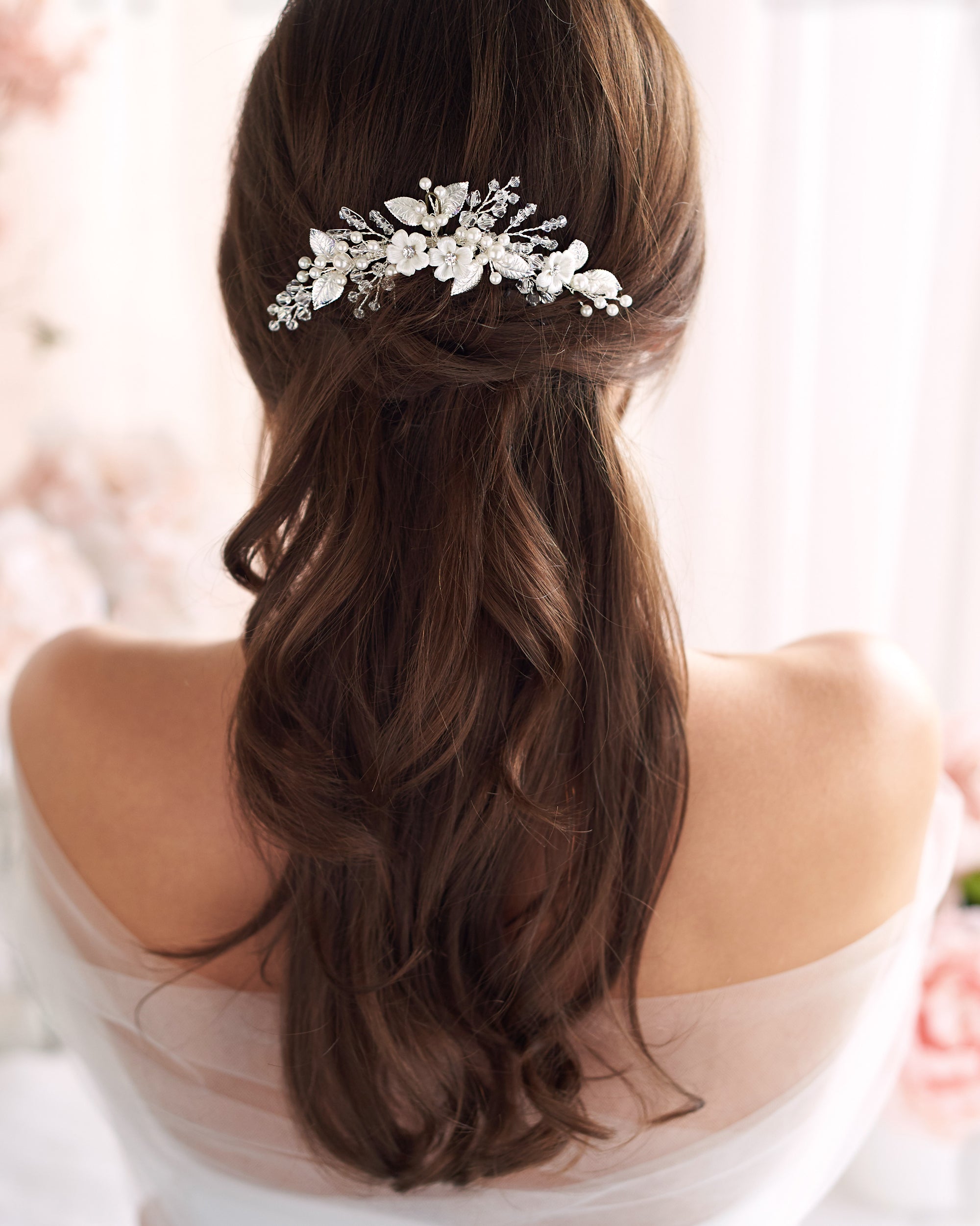 Josette Floral Hair Comb - Elegant Bridal Hair Accessory for Weddings, Prom & Special Occasions