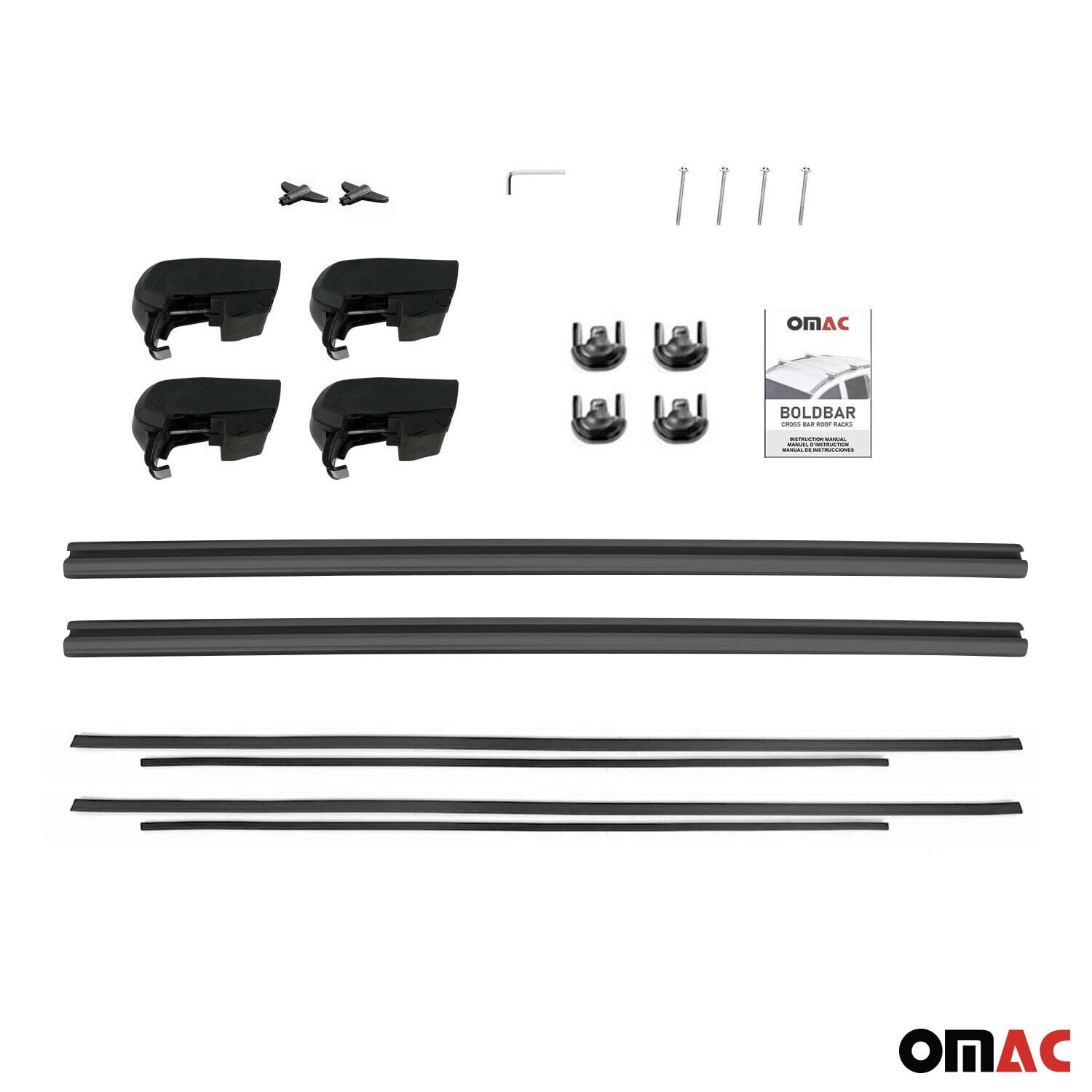 OMAC Lockable Roof Rack Cross Bars - Heavy Duty Luggage Carrier for Audi e-tron 2019-2024 - Black Universal Fit - Perfect for Road Trips, Camping & Outdoor Adventures