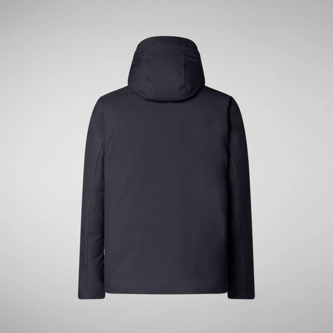Barnaby Hooded Jacket for Men - Waterproof Windbreaker with Fleece Lining (Blue Black) - Perfect for Hiking, Camping & Outdoor Adventures