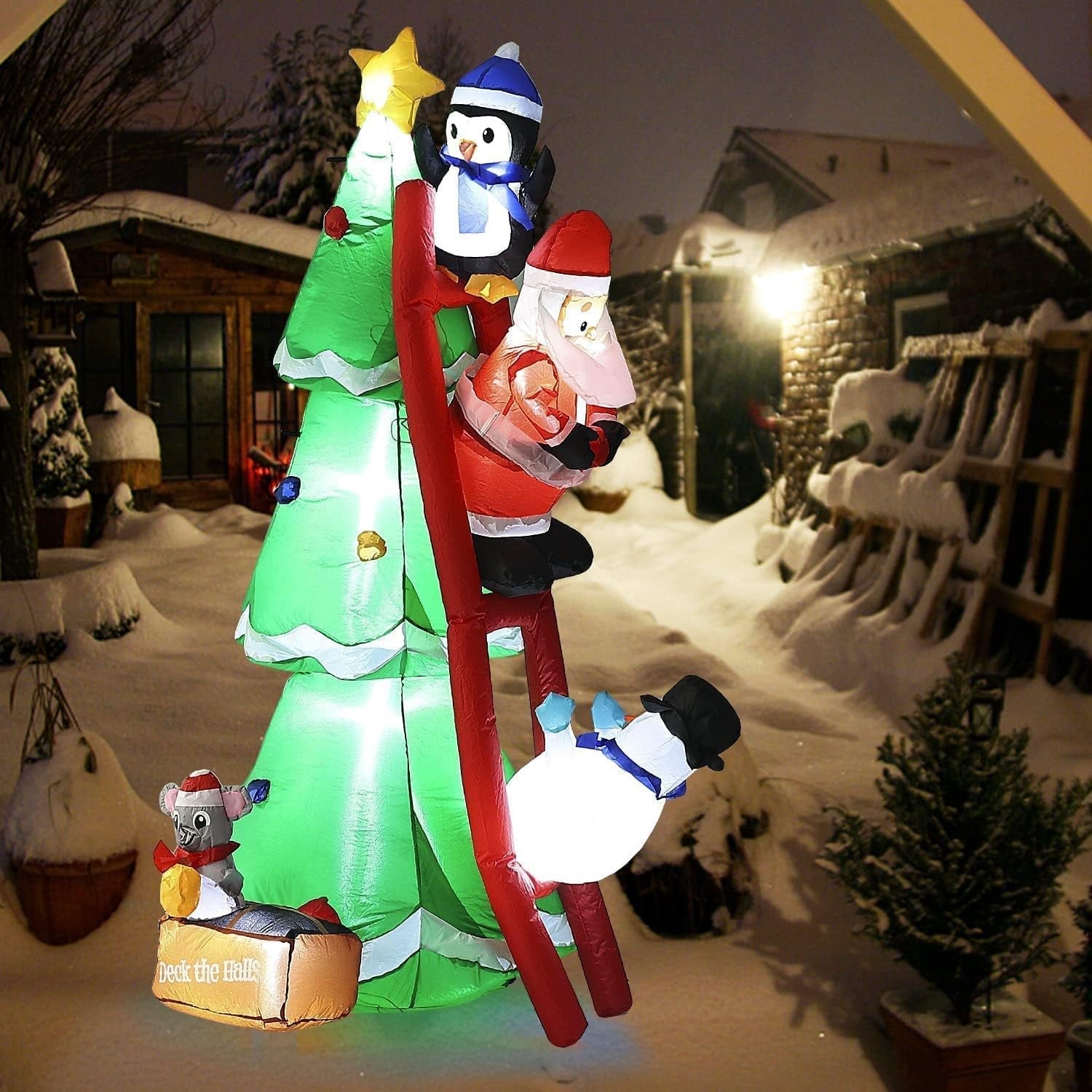 6ft Inflatable Christmas Tree with Santa & Friends - Holiday Yard Decoration for Outdoor Festive Decor