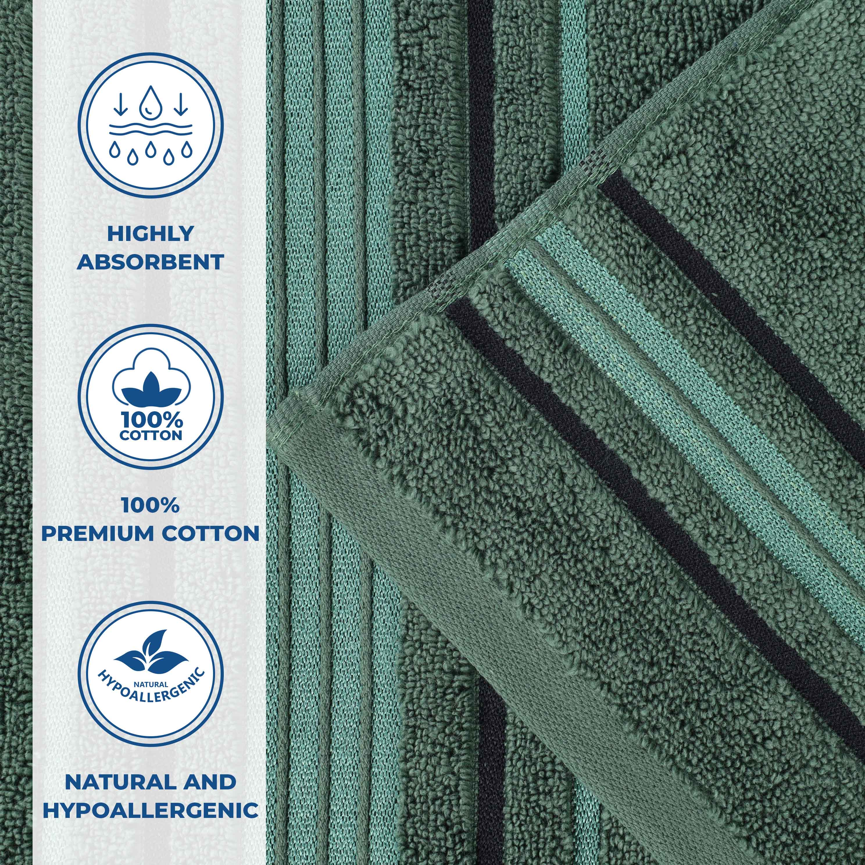 Premium Sadie Zero Twist Cotton 3-Piece Towel Set with Elegant Floral Motif - Ultra Soft & Absorbent Bath Towels for Spa, Guest Bathroom & Luxury Home Decor