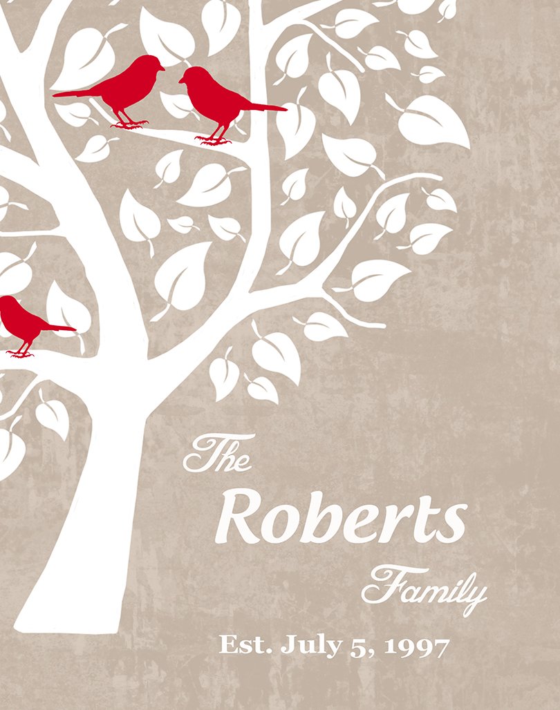 Personalized Family Tree Canvas Wall Art - Custom Couple Gift for Wedding Anniversary, Bridal Shower, Housewarming - 16x20 Inches Tan Home Decor - Perfect for Living Room, Bedroom & Nursery Wall Decor