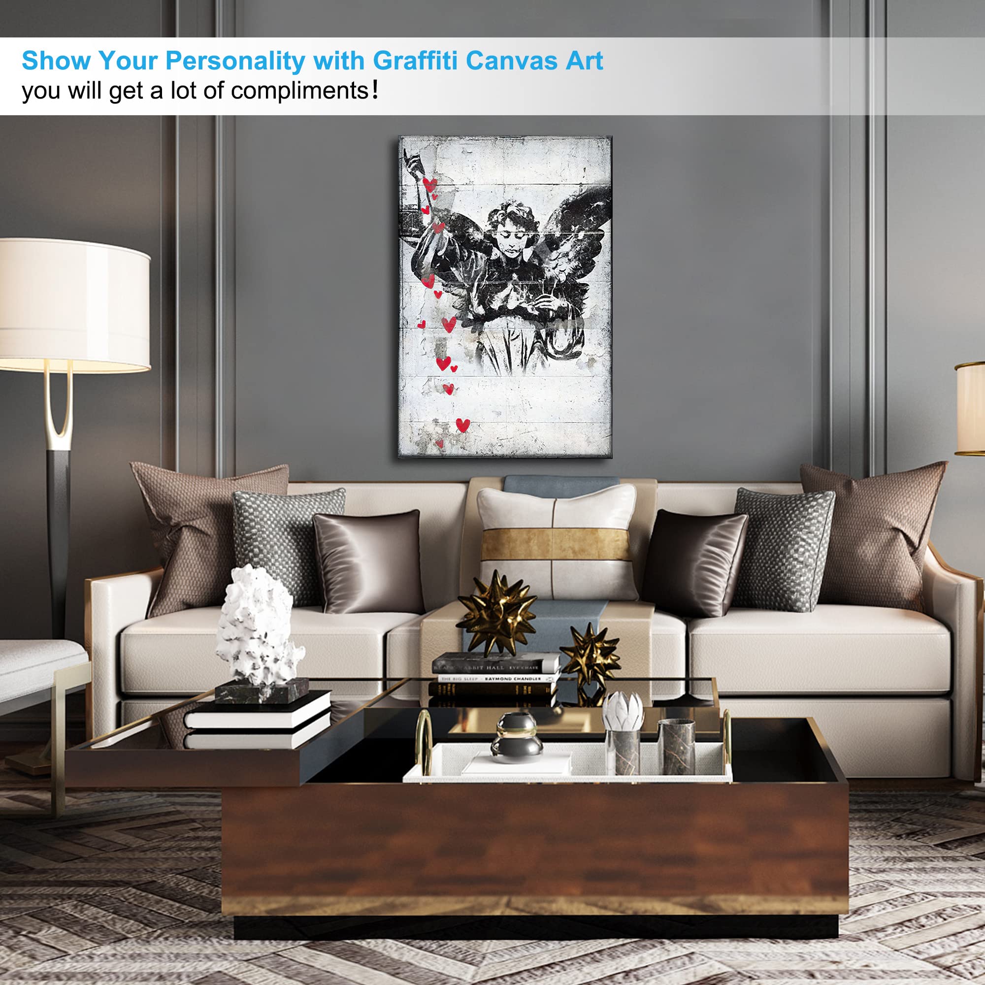 Large Graffiti Canvas Wall Art - Vibrant Street Girl & Butterfly Poster for Modern Home Decor | 32x48 Inch Framed Urban Art Print | Perfect for Living Room, Bedroom & Office Wall Decoration
