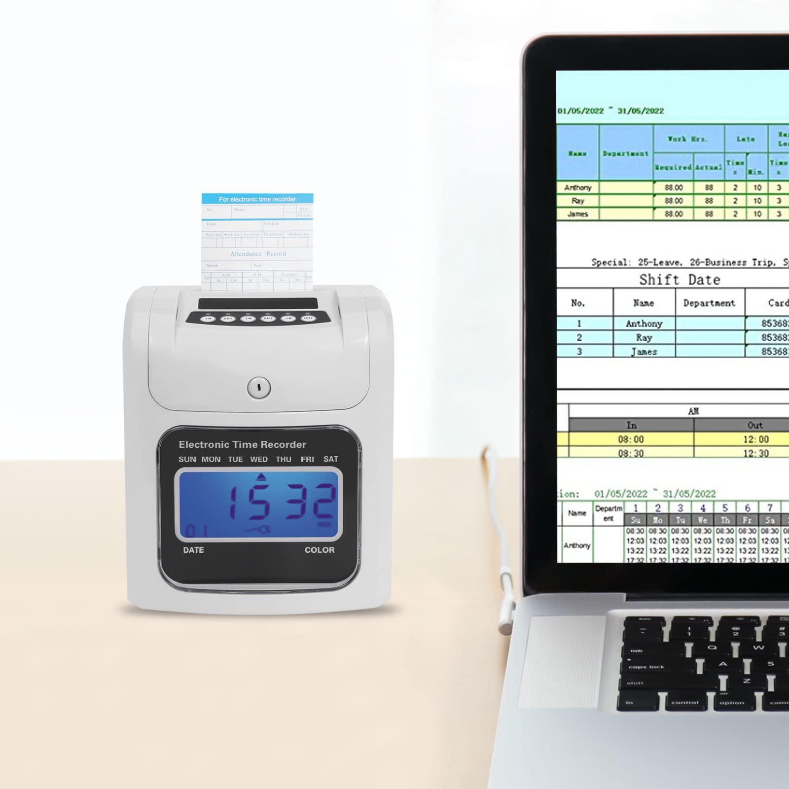Employee Time Clock for Small Business - Punch Pak System with Time Calculation | Supports Up to 50 Employees | Includes 50 Time Cards & Security Key | 240V | Ideal for Offices, Retail Stores, Warehouses & Workplaces