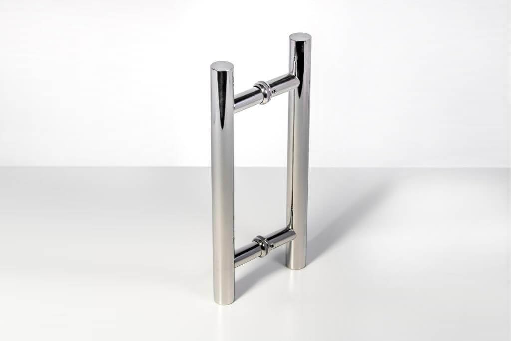 18 Inch Stainless Steel Front Door Handles - Modern Back-to-Back Design, Chrome Mirror Polished Finish - Contemporary Push Pull Barn Door Handle Set for Sliding Doors, Gates & Cabinets - Durable Round Shape Bar Handle for Home, Office & Commercial Use