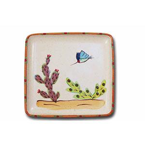 Square Platter with Prickly Pear Design | Sonoran Desert Inspired Serving Tray for Parties, Weddings & Home Decor