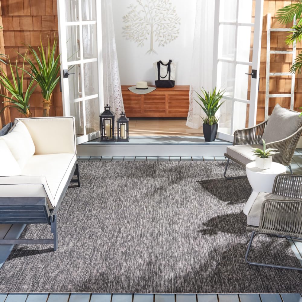 SAFAVIEH Courtyard Collection 9' x 12' Black Non-Shedding Washable Area Rug - Indoor/Outdoor Use for Living Room, Bedroom, Patio & Backyard (CY8522-36622)