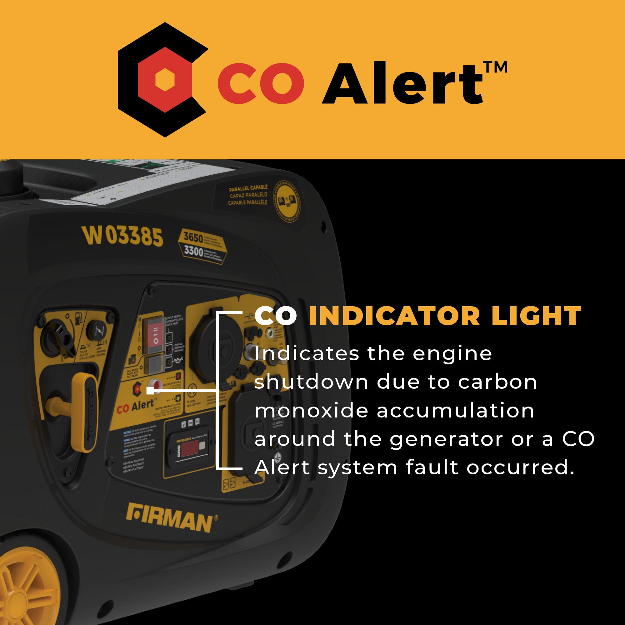 3650W Portable Inverter Generator with CO Alert - Quiet, Reliable Power for Camping, RV Trips & Emergency Backup